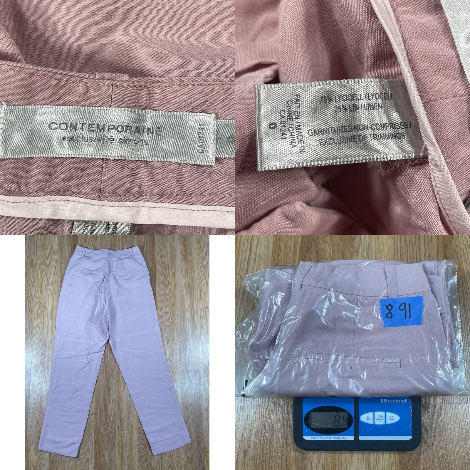 Vintage Contemporaine Pants Womens Size 0 Pink Linen Blend Straight Leg Pockets Casual Size 25" / US 0 / IT 36 - 8 Thumbnail