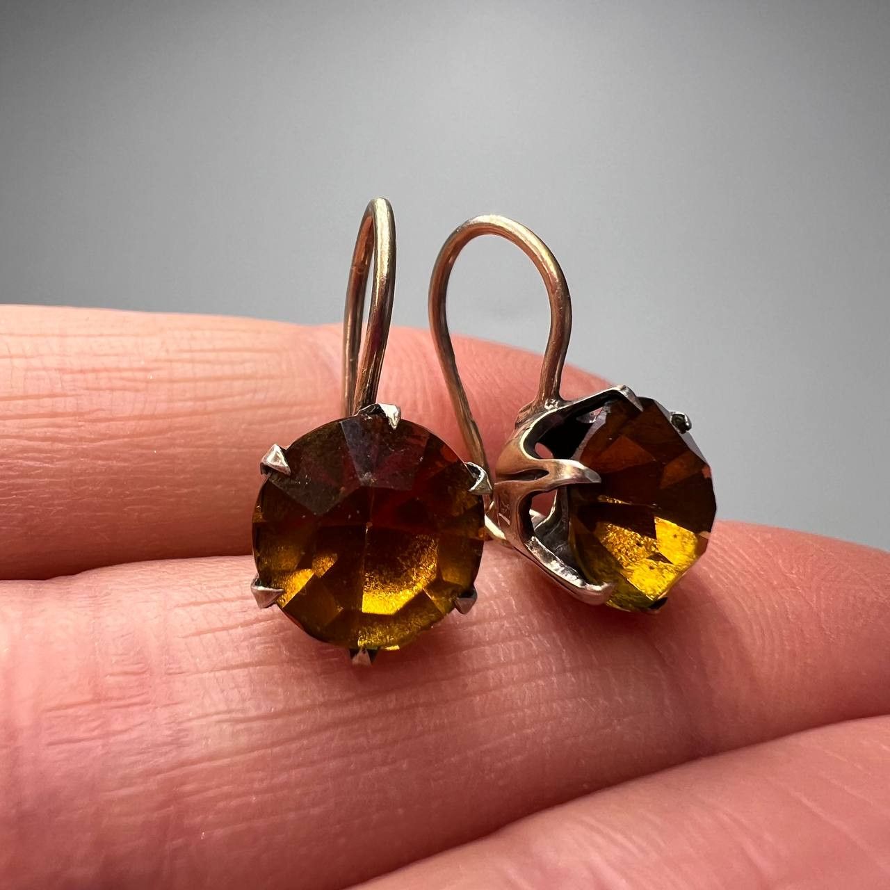 1970s Vintage USSR 875 Silver Gold Plated Stud Earrings