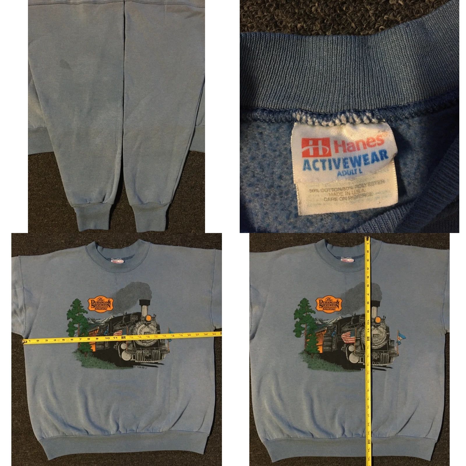 Vintage VINTAGE Durango and Silverton Narrow Gauge Railroad 90s AOP Faded Sweatshirt Hoodie M USA Blue Mens 80s Trucker Biker Railroad Engineer Conductor Size US M / EU 48-50 / 2 - 9 Thumbnail