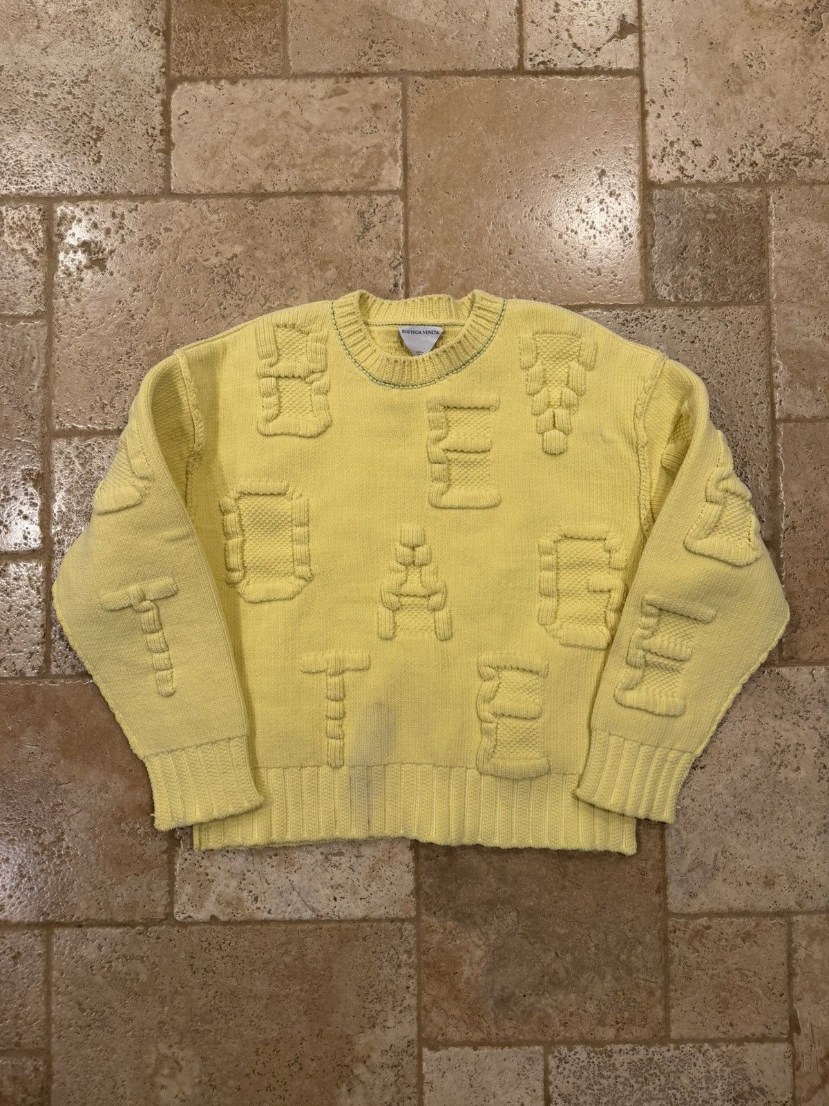 Bottega Veneta Bottega Veneta Yellow Alphabet Chenille Crewneck Sweater Size L / US 10 / IT 46 - 1 Thumbnail