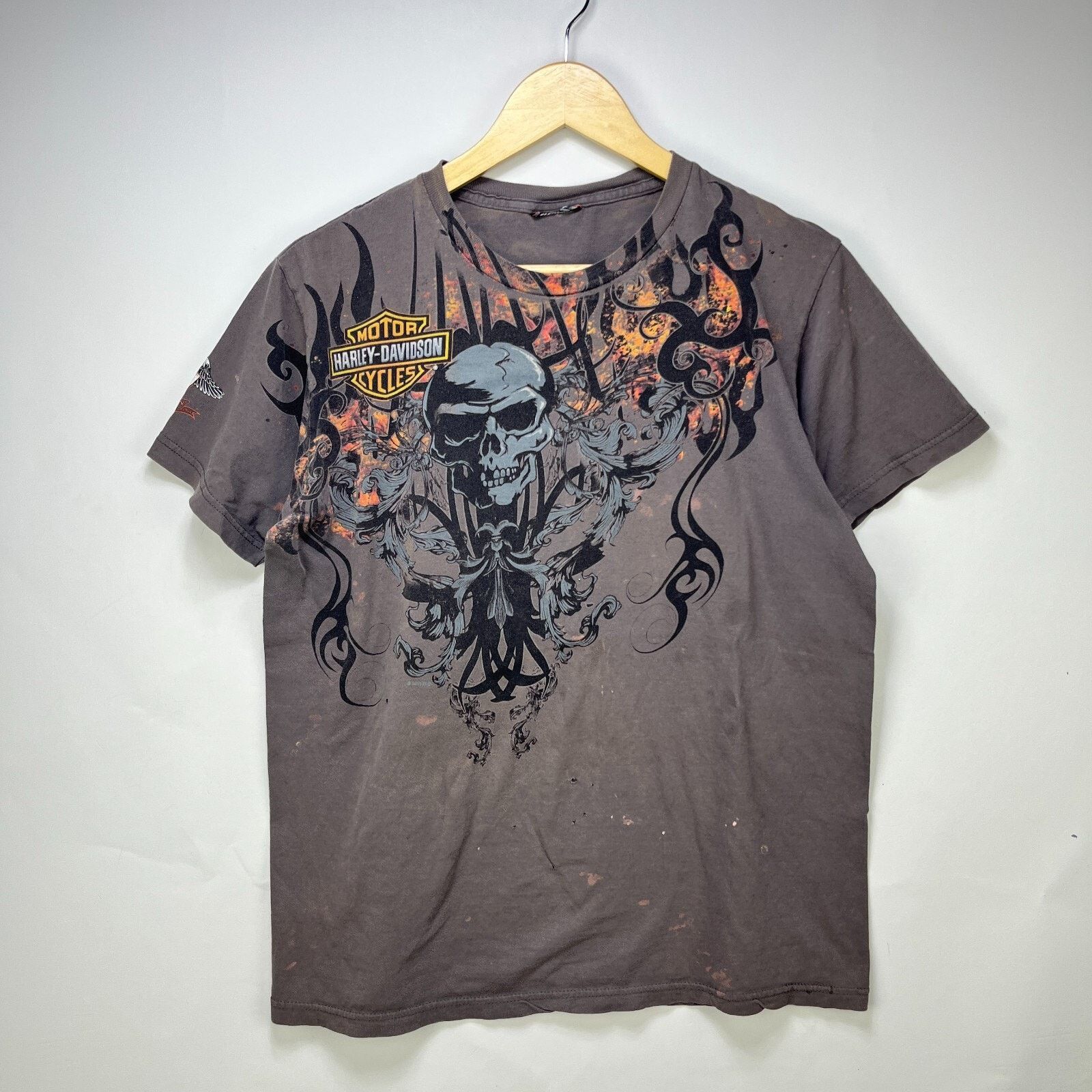 Vintage Vintage Harley-Davidson Skull MMA Y2K AOP Large Goth Grunge Size US L / EU 52-54 / 3 - 1 Thumbnail