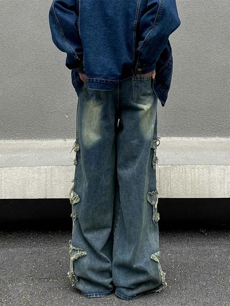 Vintage Y2K Stars Embroidery Baggy Jeans Size US 32 / EU 48 - 2 Thumbnail