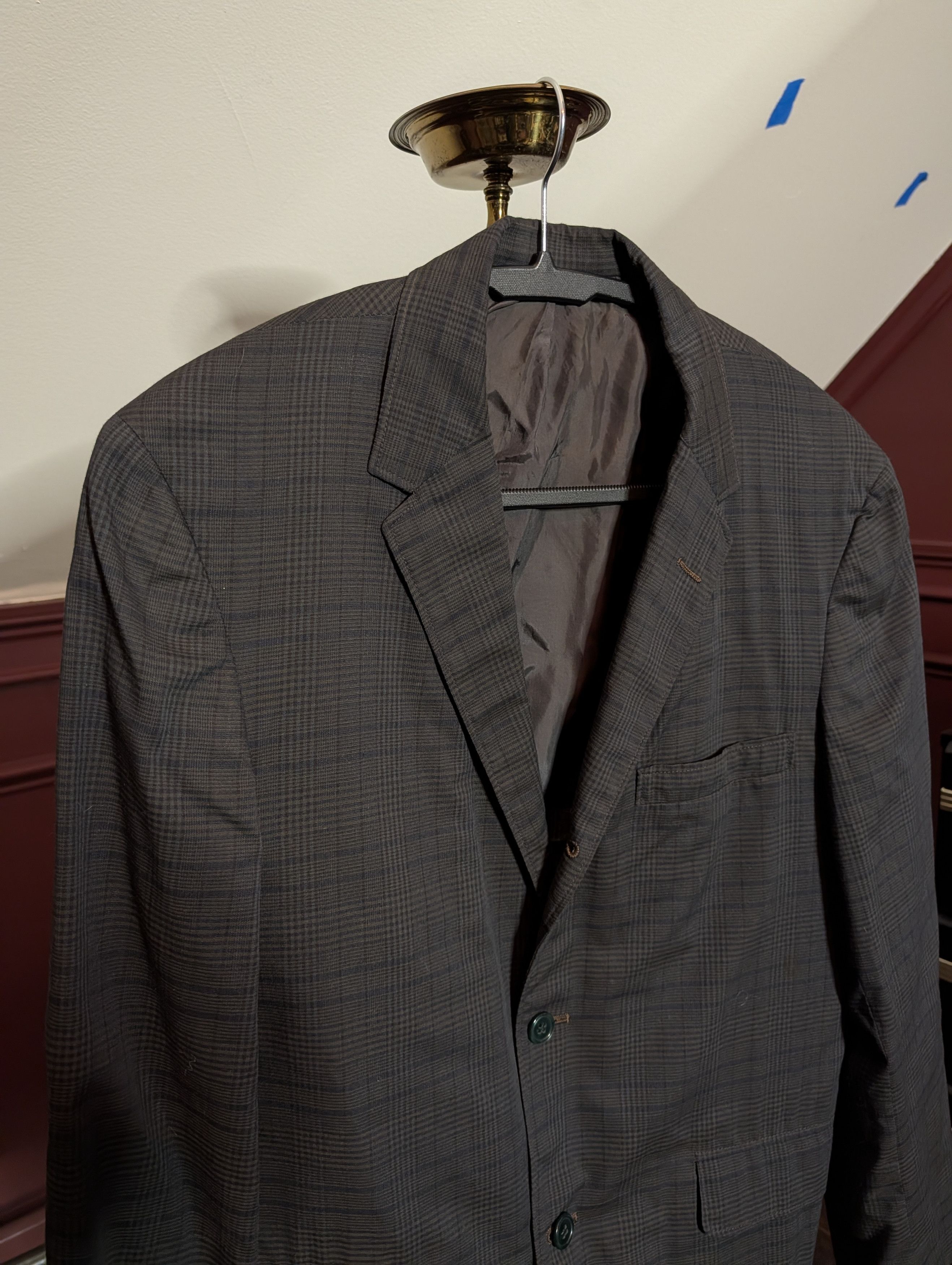 Vintage MAVEST vtg gray/green plaid MiUSA cotton sport coat Size 38S - 2 Thumbnail