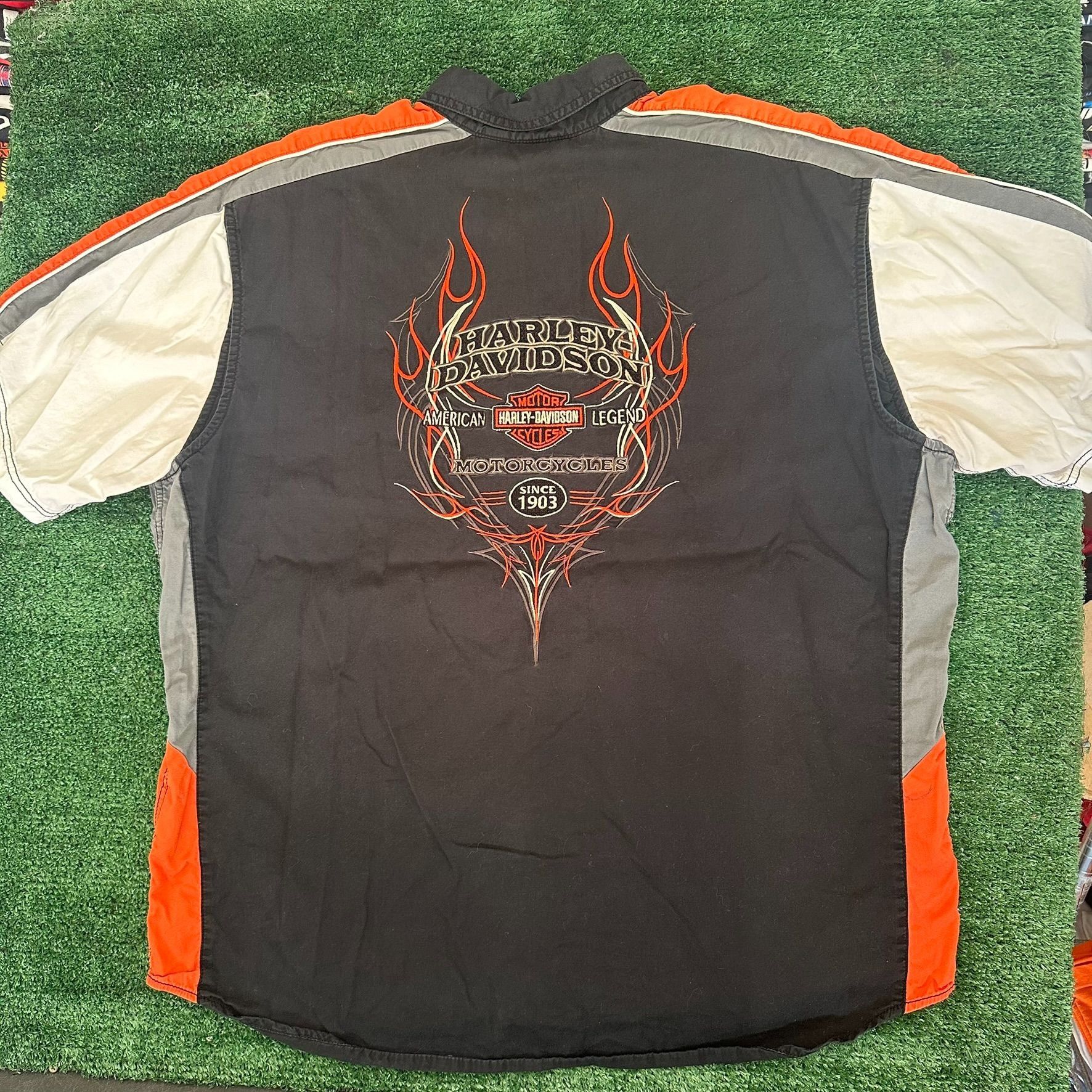 Harley Davidson Vintage Y2K Harley Davidson Flame Shirt Moto Biker Grunge Bl Size US XXL / EU 58 / 5 - 6 Thumbnail