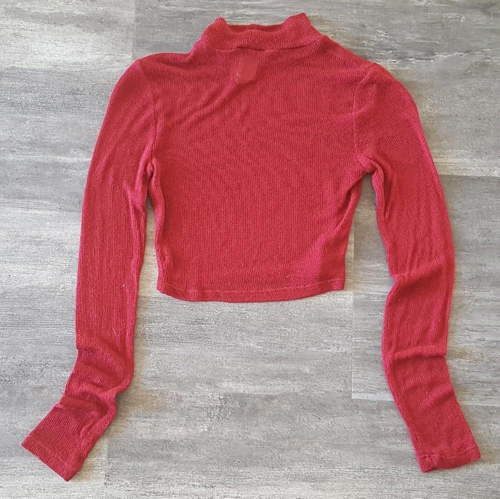 Designer Burgundy Leslie Cropped Sweater Long Sleeve Size S / US 4 / IT 40 - 2 Thumbnail