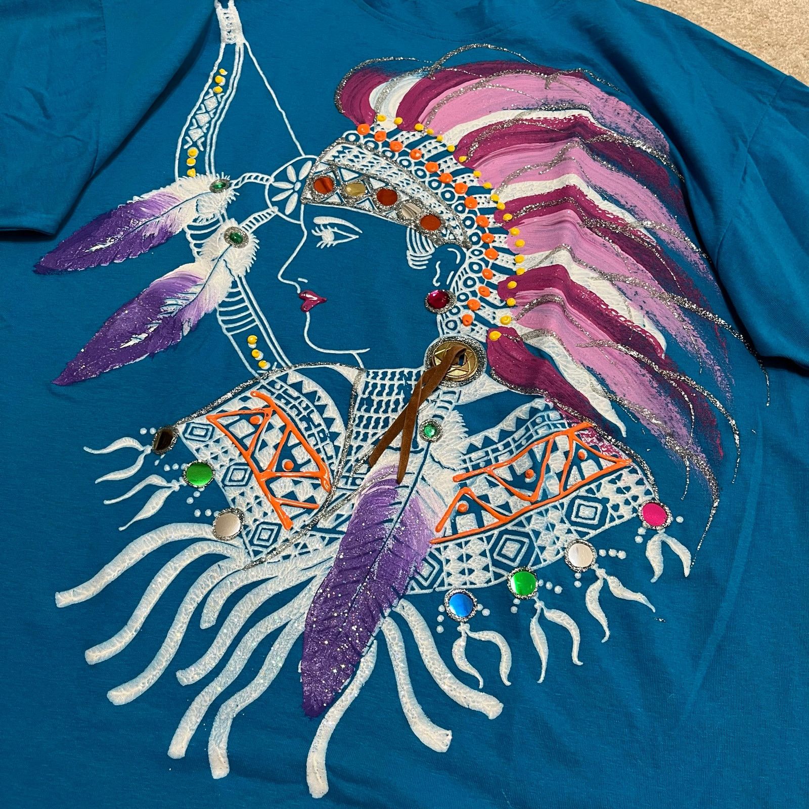 Other Vintage California Native Chief Painted Blue Graphic Shirt Size US L / EU 52-54 / 3 - 3 Thumbnail
