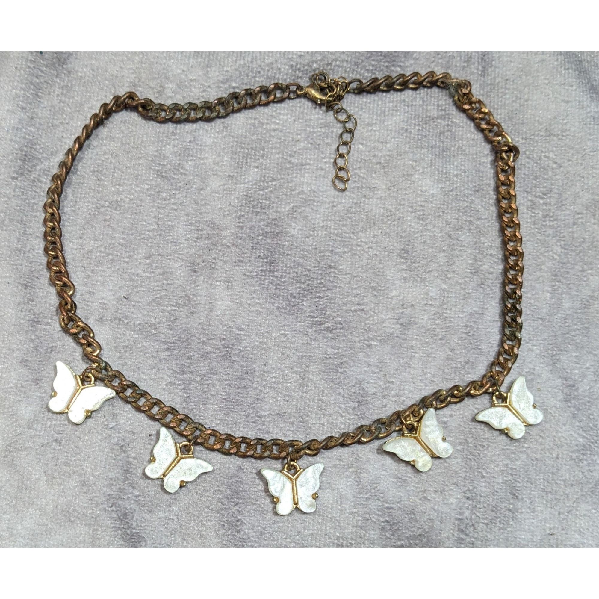 Other Fairycore Butterfly White And Antiqued Gold Tone Charm Neckl Size ONE SIZE - 6 Thumbnail