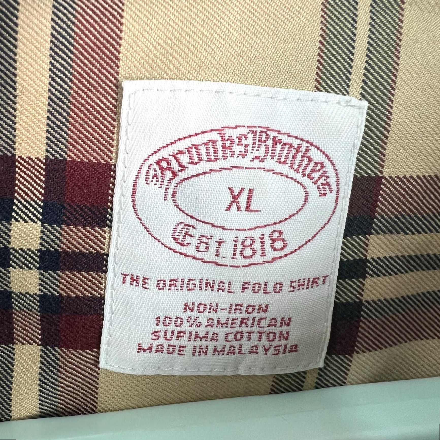 Brooks Brothers Brooks Brothers Plaid Button-Up Shirt Mens XL Tan/Red Long Sleeve Size US XL / EU 56 / 4 - 5 Thumbnail