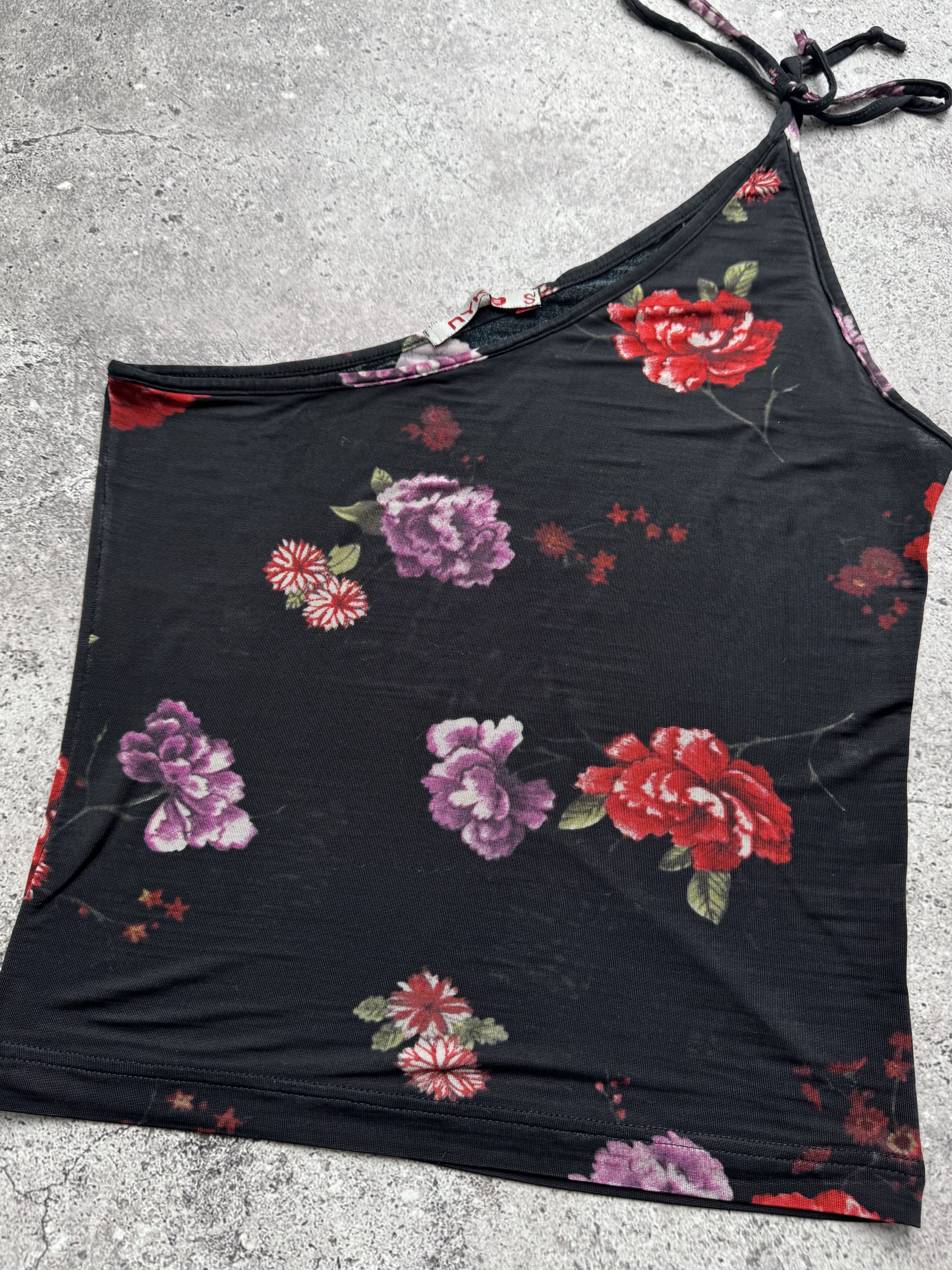 Vintage Vintage One Shoulder Top Floral Asymmetric Strap Y2K Tank Size S / US 4 / IT 40 - 2 Thumbnail