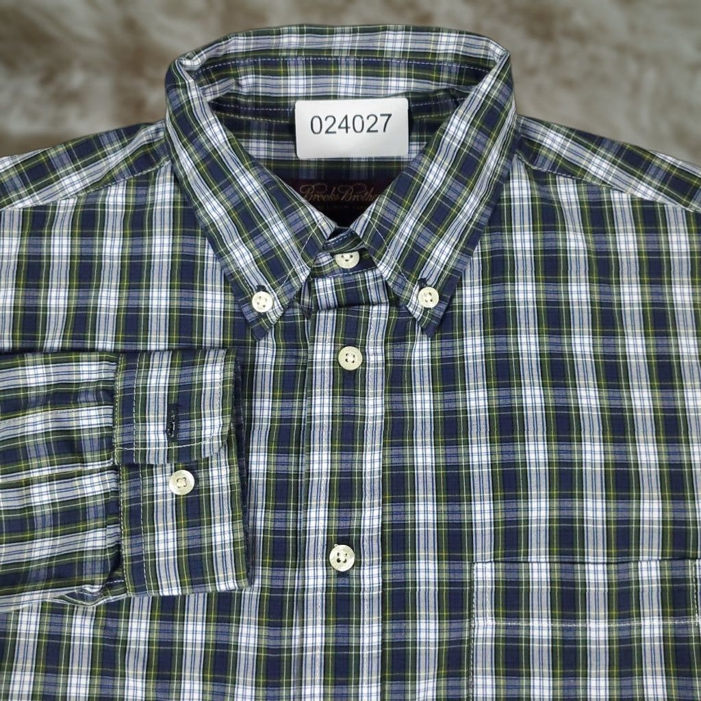 Brooks Brothers Brooks Brothers Shirt Mens Large Blue Plaid Button-Up Long Sleeve Casual/Formal Classic Preppy American 346 Cotton, Regular Fit, Button-Down Collar Size US L / EU 52-54 / 3 - 1 Thumbnail