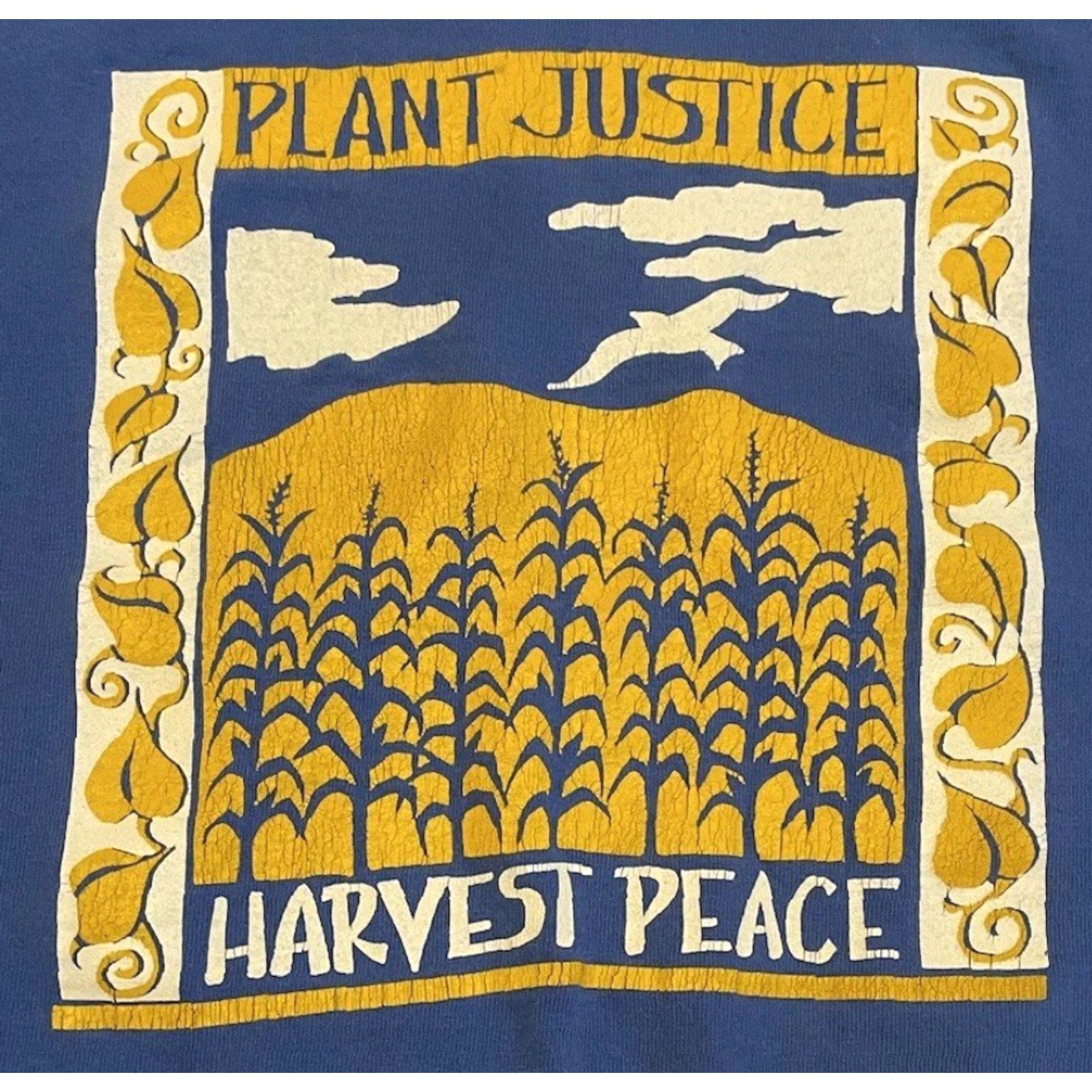 Vintage VINTAGE Plant Justice Harvest Peace Faded Shirt XL Hippie 80s 90s Blue Single Stitch T-Shirt Men Graphic Tee Size US XL / EU 56 / 4 - 3 Thumbnail