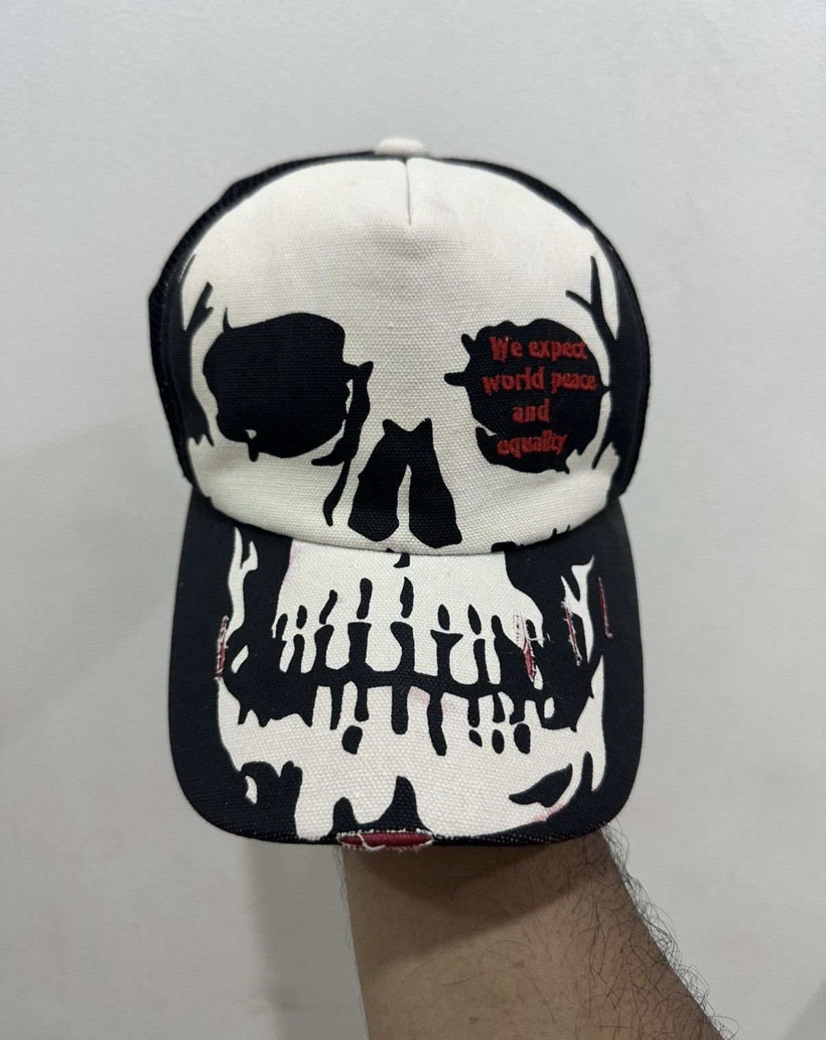Japanese Brand VTG Skull Overprint Trucker Hat Size ONE SIZE - 2 Thumbnail
