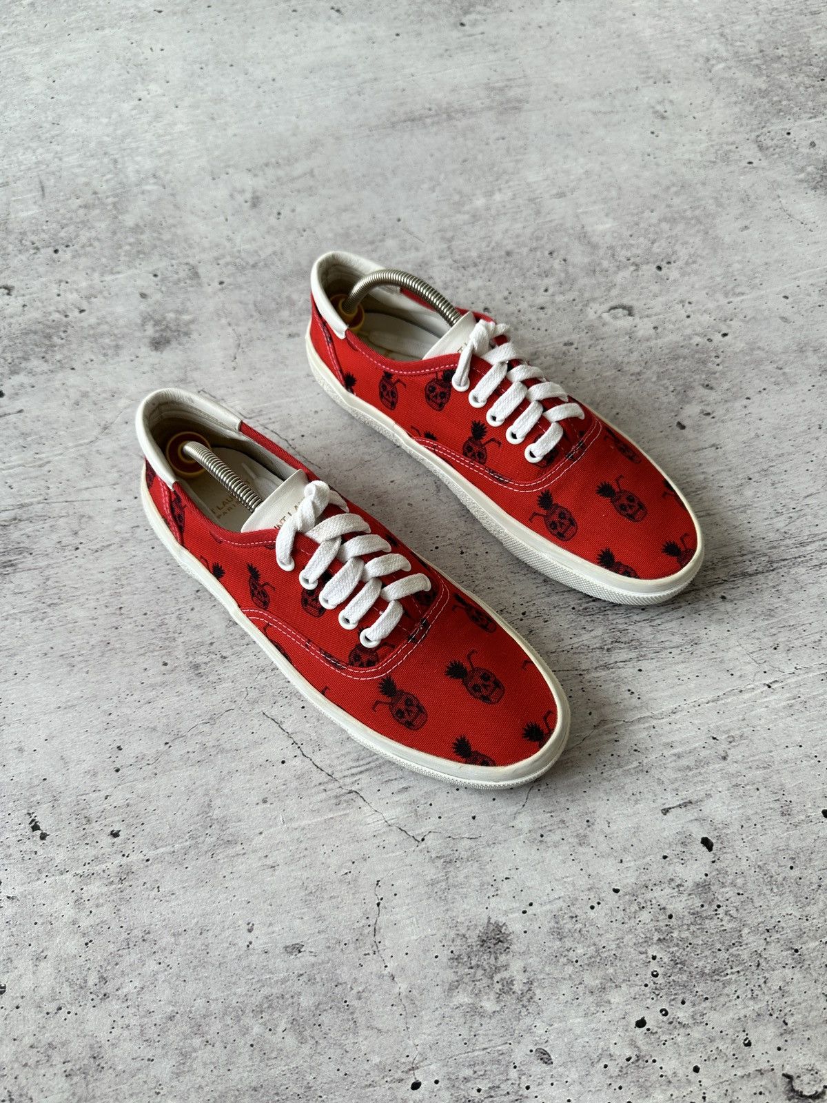 Saint Laurent Paris Saint Laurent Red Pineapple Scull Print Sneakers Size US 8.5 / IT 38.5 - 2 Thumbnail