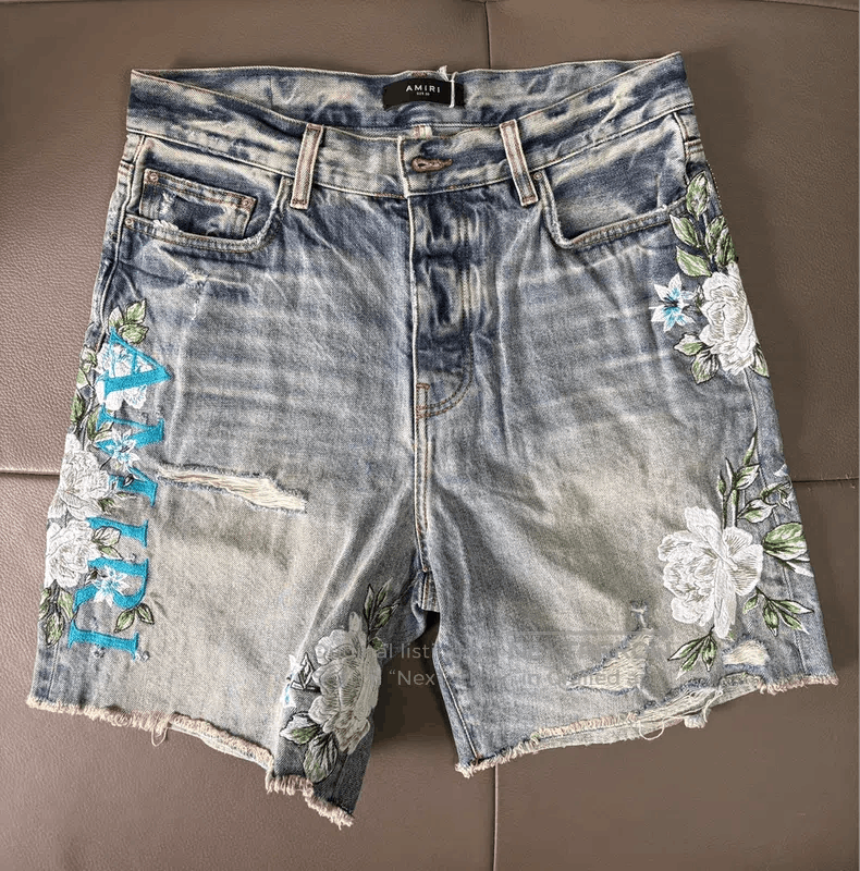 Amiri Size 30 Heavy industry flower embroidery hole cat bea