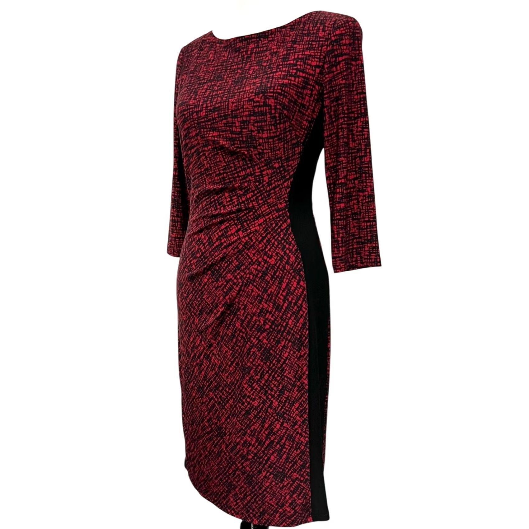 Ralph Lauren Lauren Ralph Lauren Dress Knit Jersey Ruched Sheath 3/4 Sleeve Women 6 Red Black Knit Jersey Dress Ruth Sheath Red Black 6 Women Penned Size M / US 6-8 / IT 42-44 - 4 Thumbnail