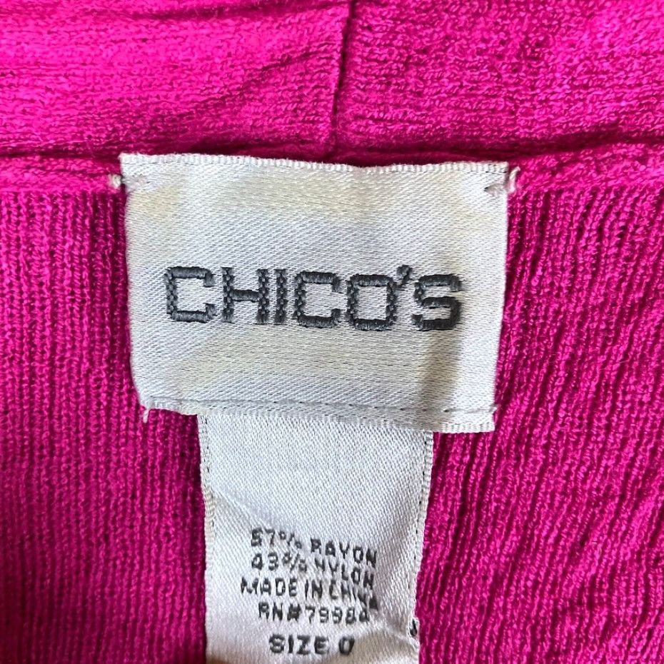 Vintage Chicos Womens Cardigan Sweater Pink Open Front 3/4 Sleeve Stretch Floral Knit Crochet Fall Spring Summer Winter Casual Workwear Womens L Size L / US 10 / IT 46 - 6 Thumbnail