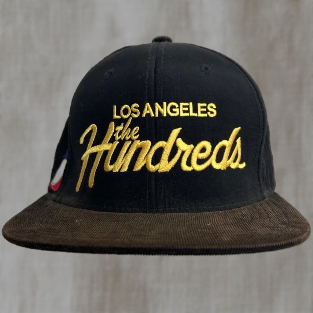 The Hundreds VINTAGE The Hundreds Los Angeles Black Gold Brown Cap Corduroy Brim Bomb Strap Back Size ONE SIZE - 1 Thumbnail