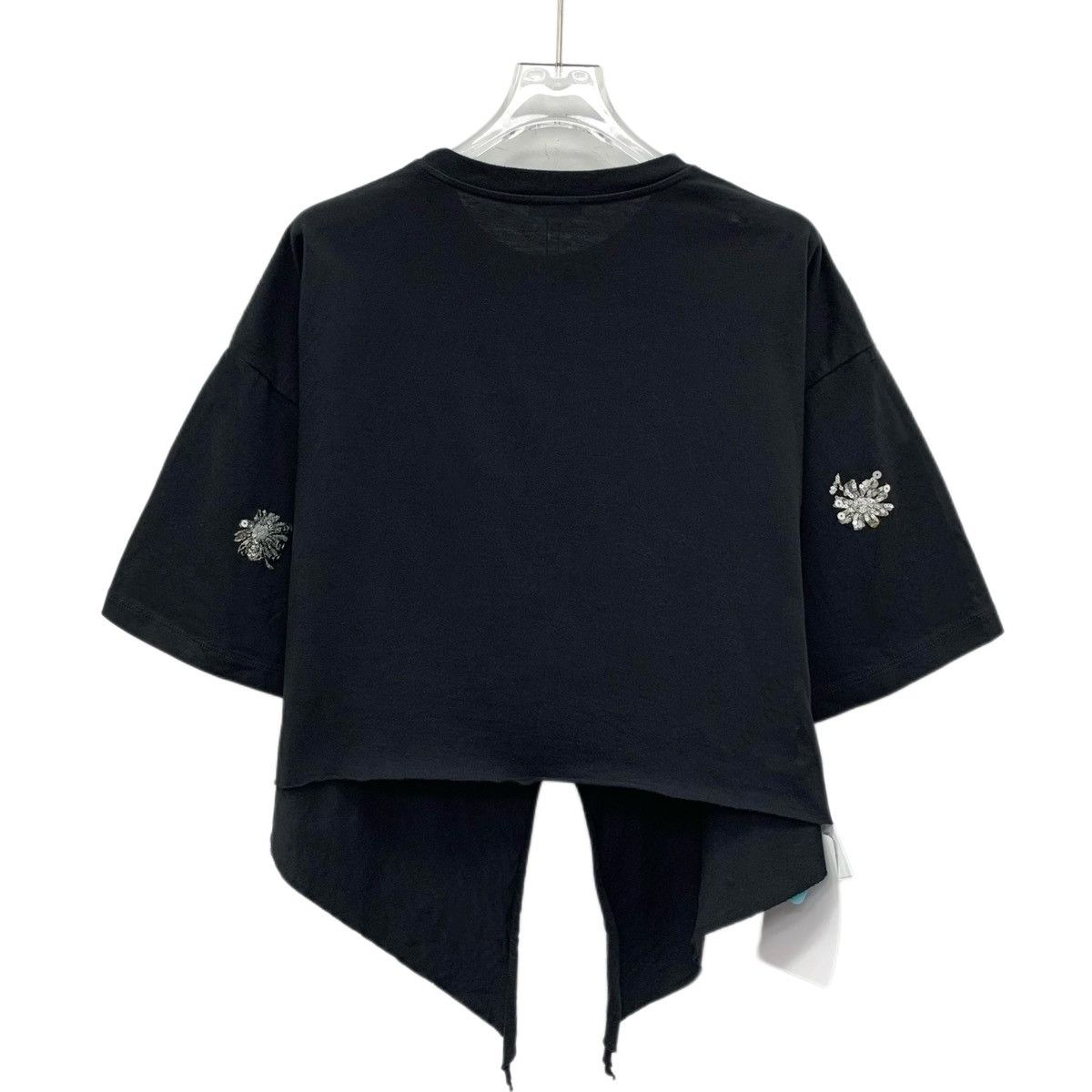 Miu Miu Miu Miu Black Floral Sequin Short Sleeve T-shirt K26WX Size S / US 4 / IT 40 - 2 Thumbnail