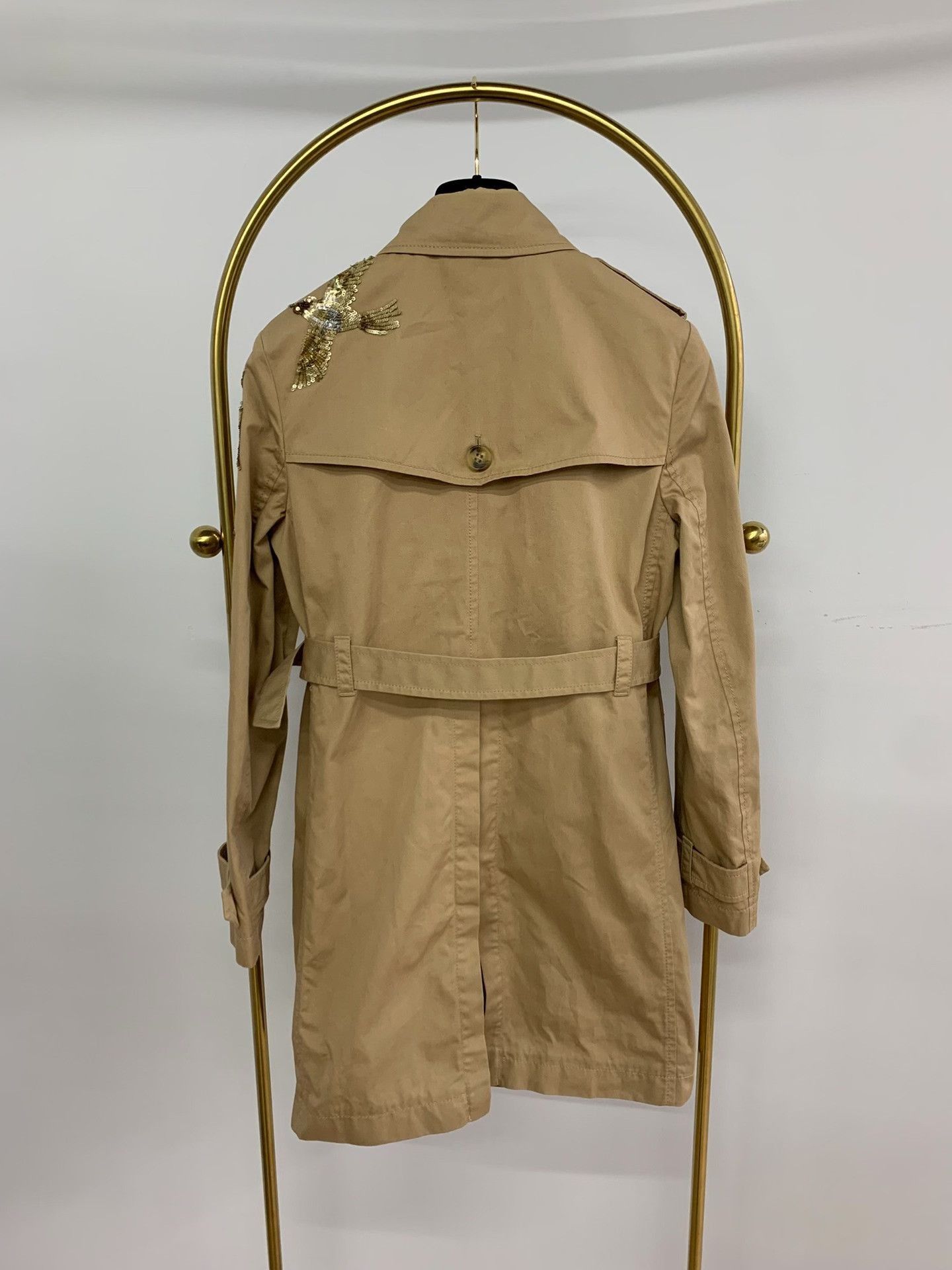 Red Valentino Khaki Sequin Embroidered Trench Coat/ in Beige, Women's — image 3 of 6