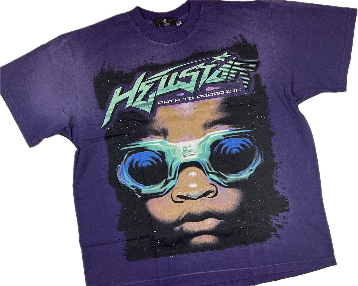image of Hellstar Goggles T-Shirt in Purple, Men's (Size 2XL)