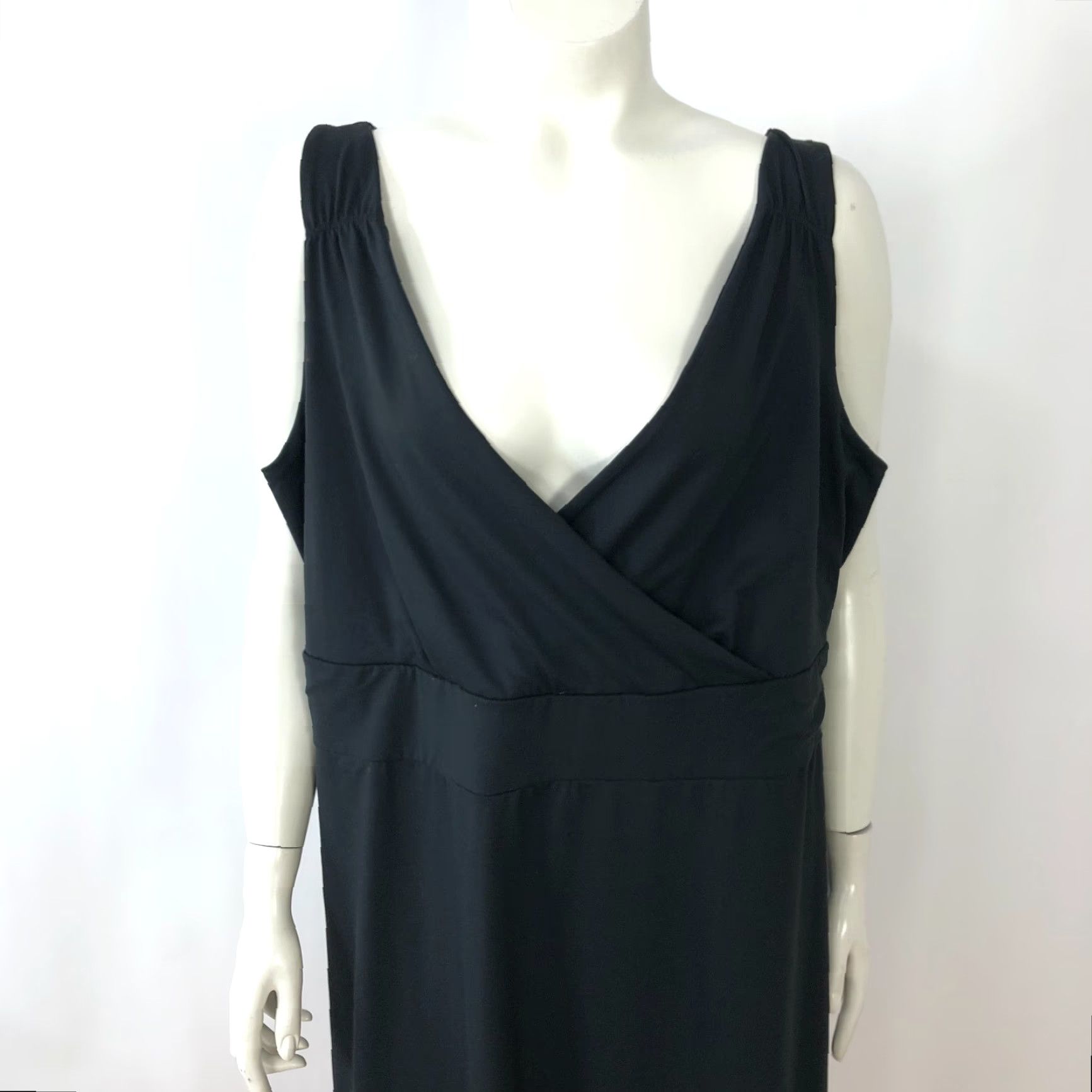 Eddie Bauer Eddie Bauer Travex TALL 2XL Faux Wrap Midi Dress Black MINT Sleeveless V-Neck A-Line Womens Size XXL / US 16-18 / IT 52-54 - 2 Thumbnail