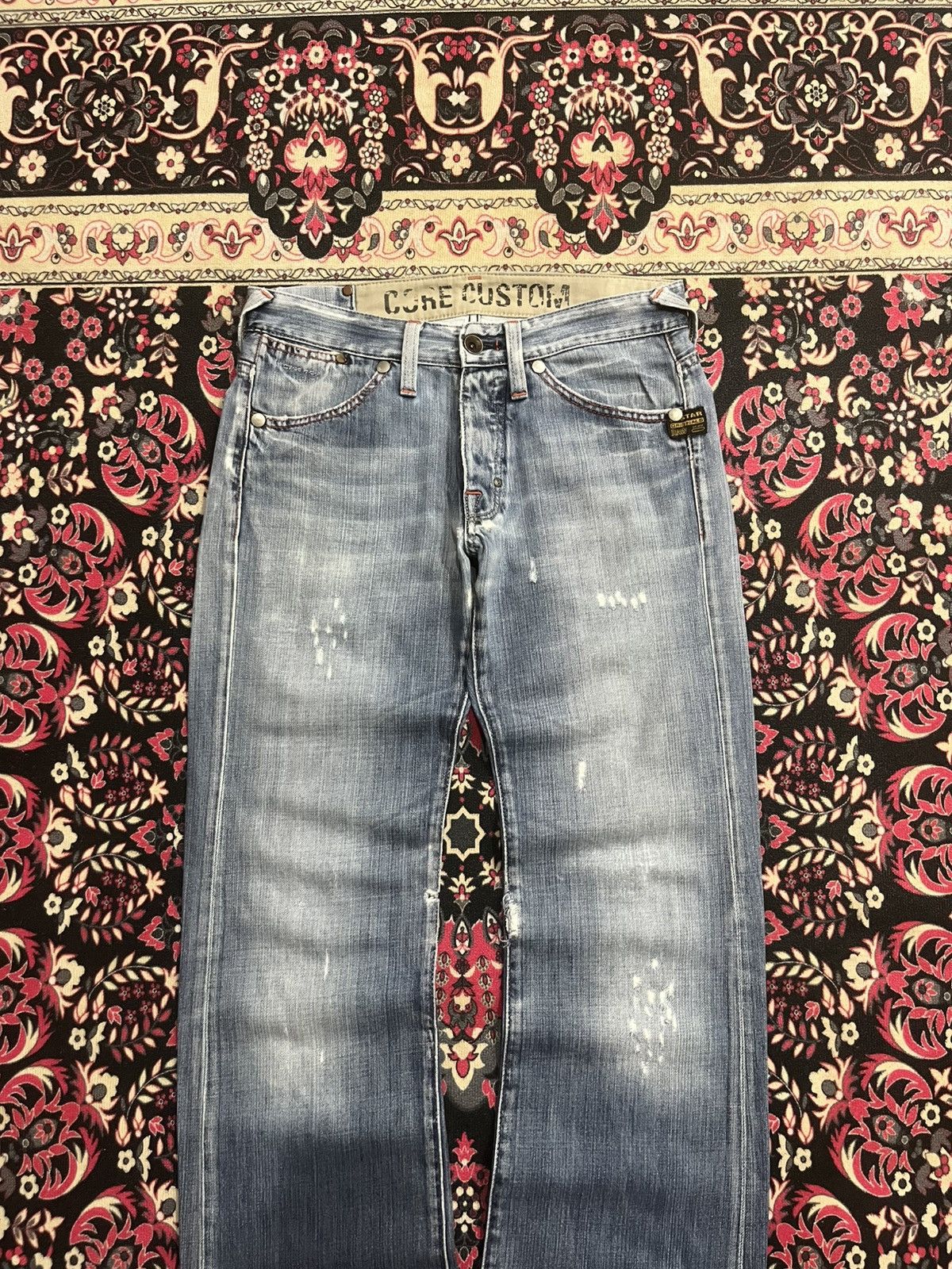G-Star Vintage G-Star Raw Light Blue Washed Fringe Flare Jeans Size US 30 / EU 46 - 3 Thumbnail