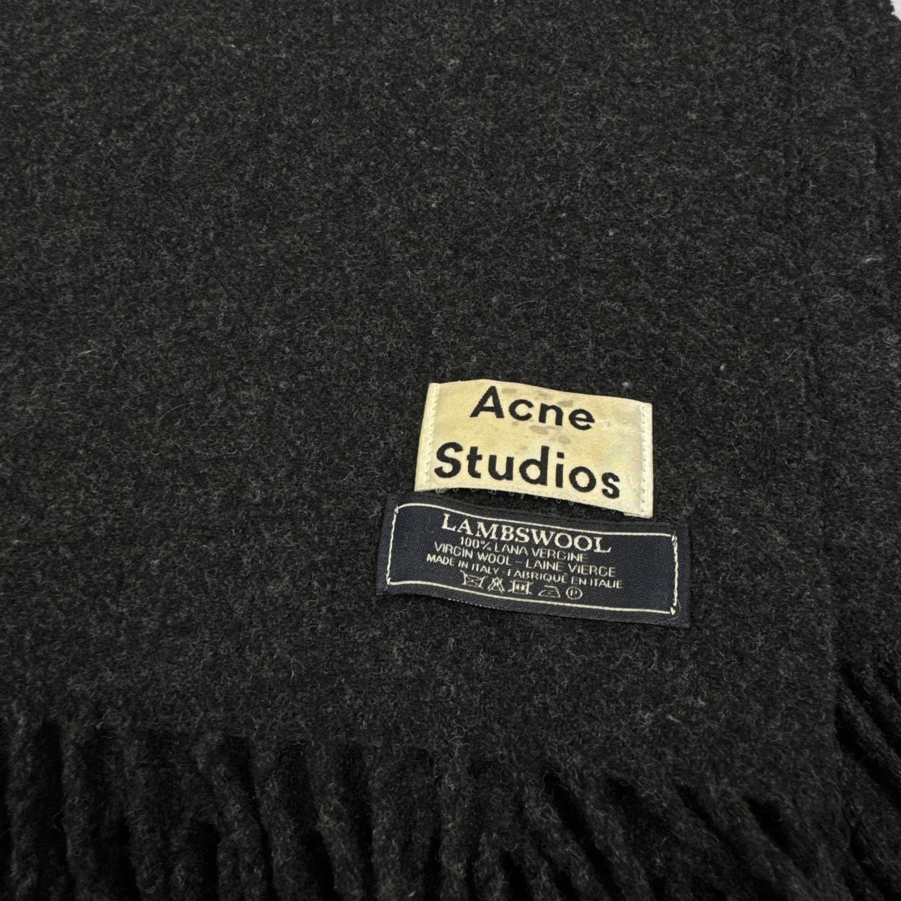 Acne Studios Acne Studios Womens Black Lambswool Rectangular Fringe Scarf Size ONE SIZE - 3 Thumbnail