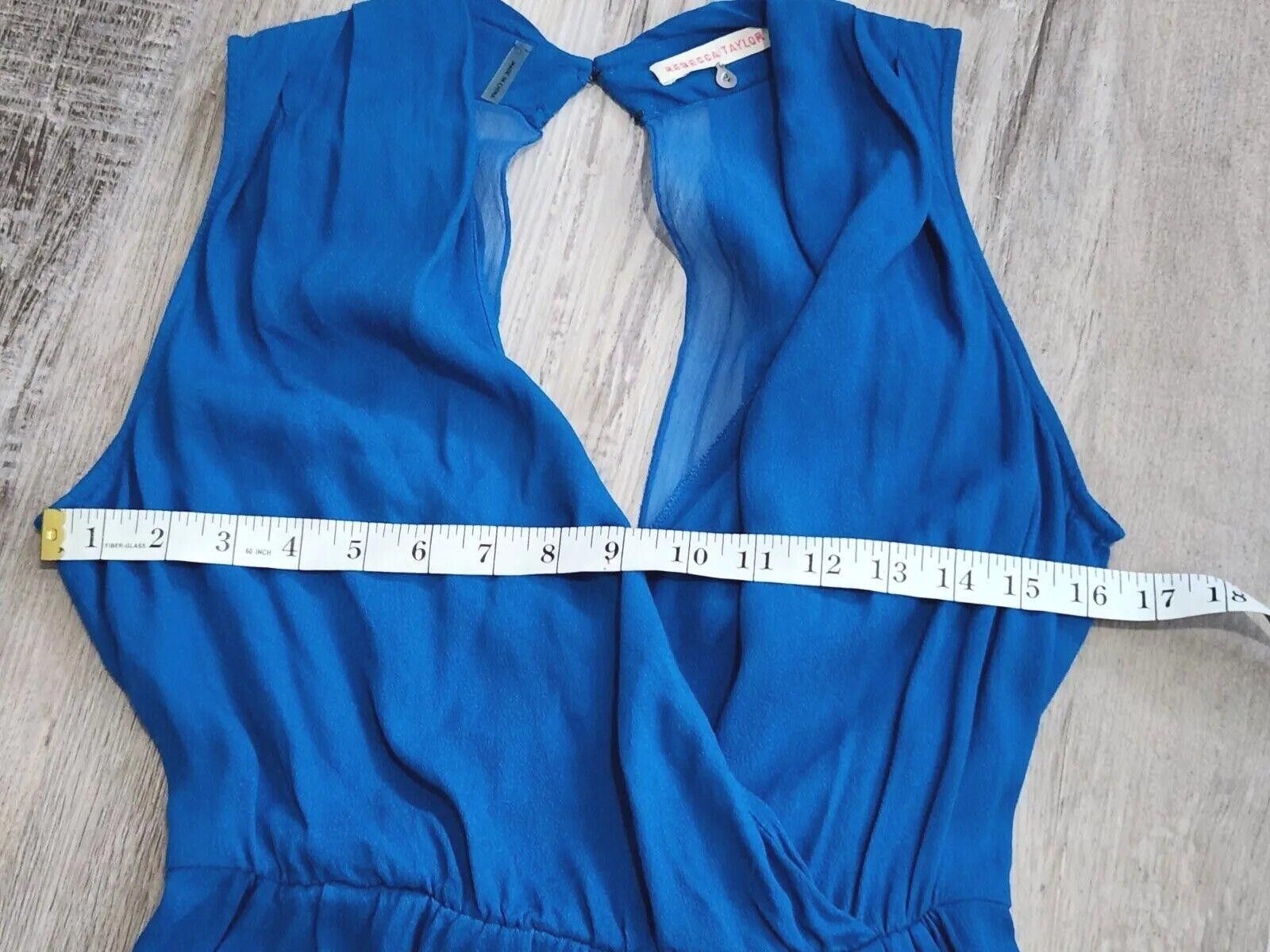 Designer Rebecca Taylor Dress Size 4 Blue V Neck Drapey Silk Blue Size S / US 4 / IT 40 - 5 Thumbnail