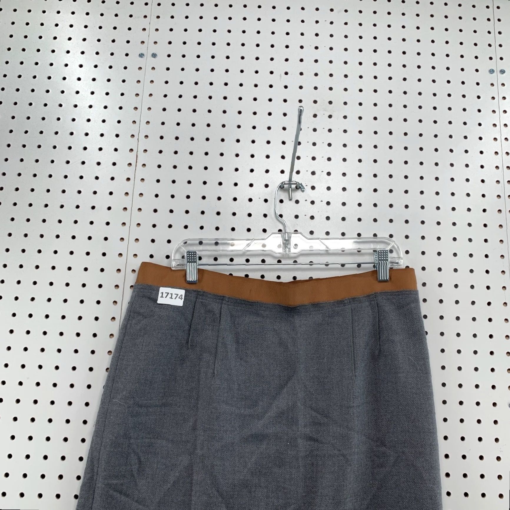 Loft VINTAGE LOFT Ann Taylor Skirt Women's 14 Gray Brown Trim Zipper NWT Size 36" / US 14 / IT 50 - 2 Thumbnail