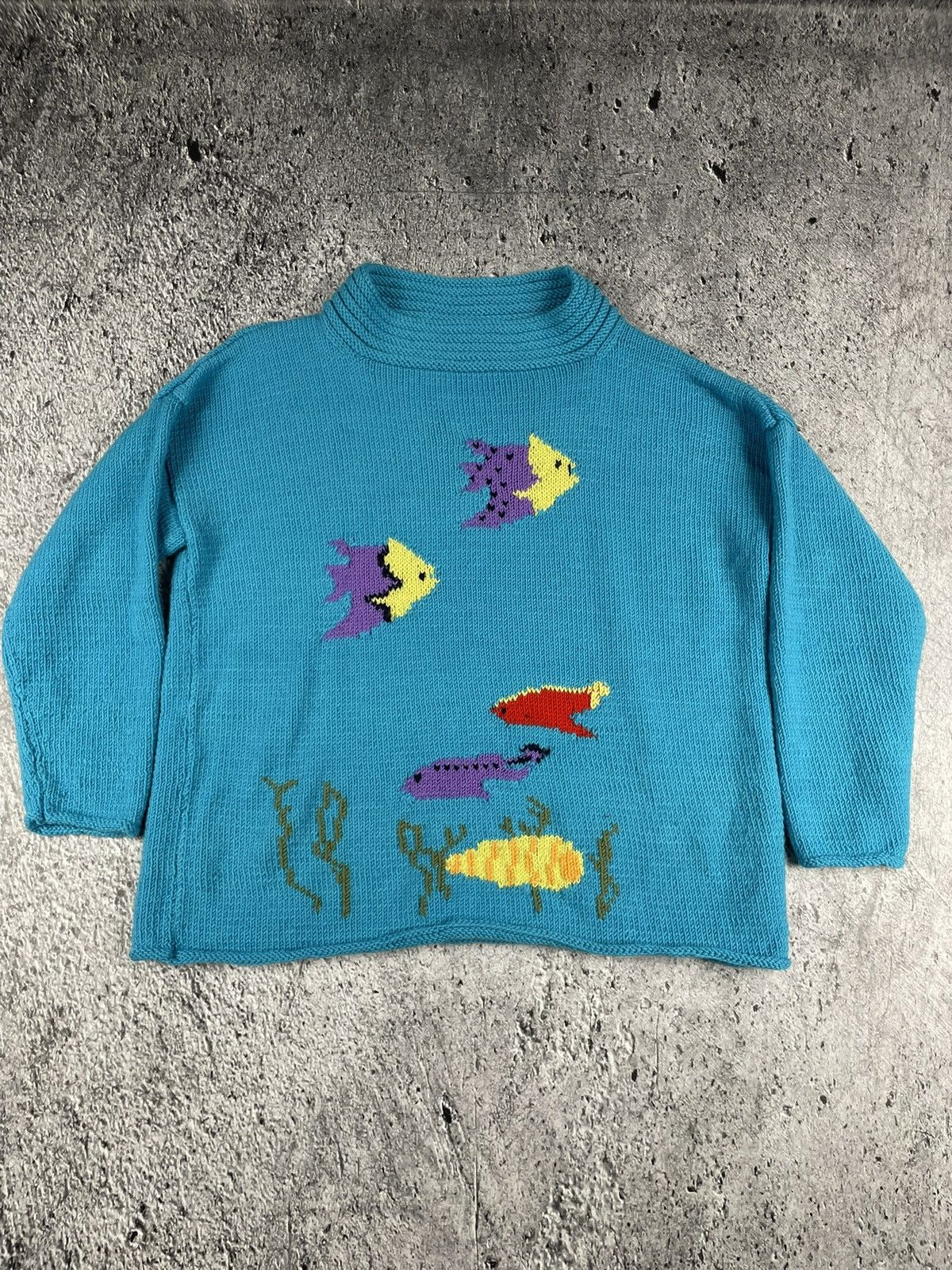 Vintage boxy handmade fish sweater