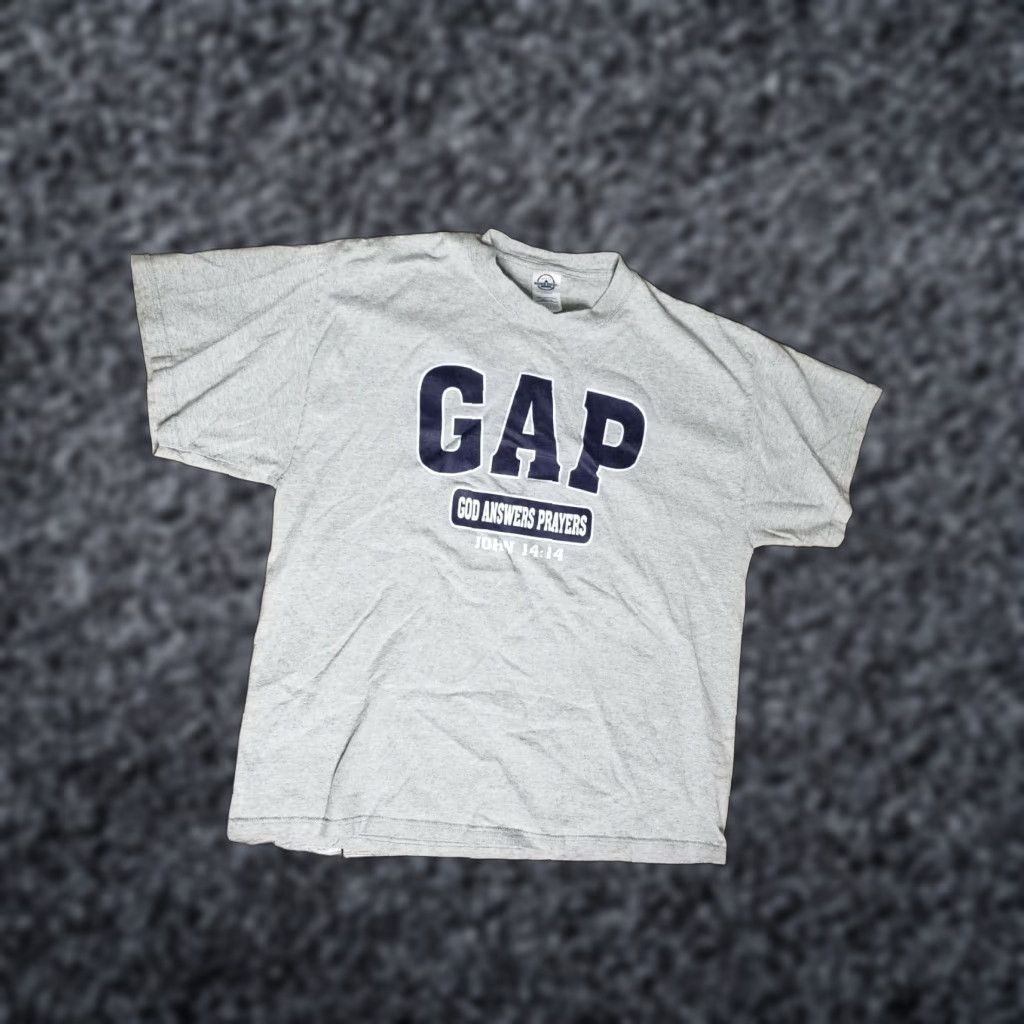 Delta VINTAGE GAP Parody God Answers Prayers Christian T-Shirt XL Gray Regular Fit Mens Size US XL / EU 56 / 4 - 1 Thumbnail