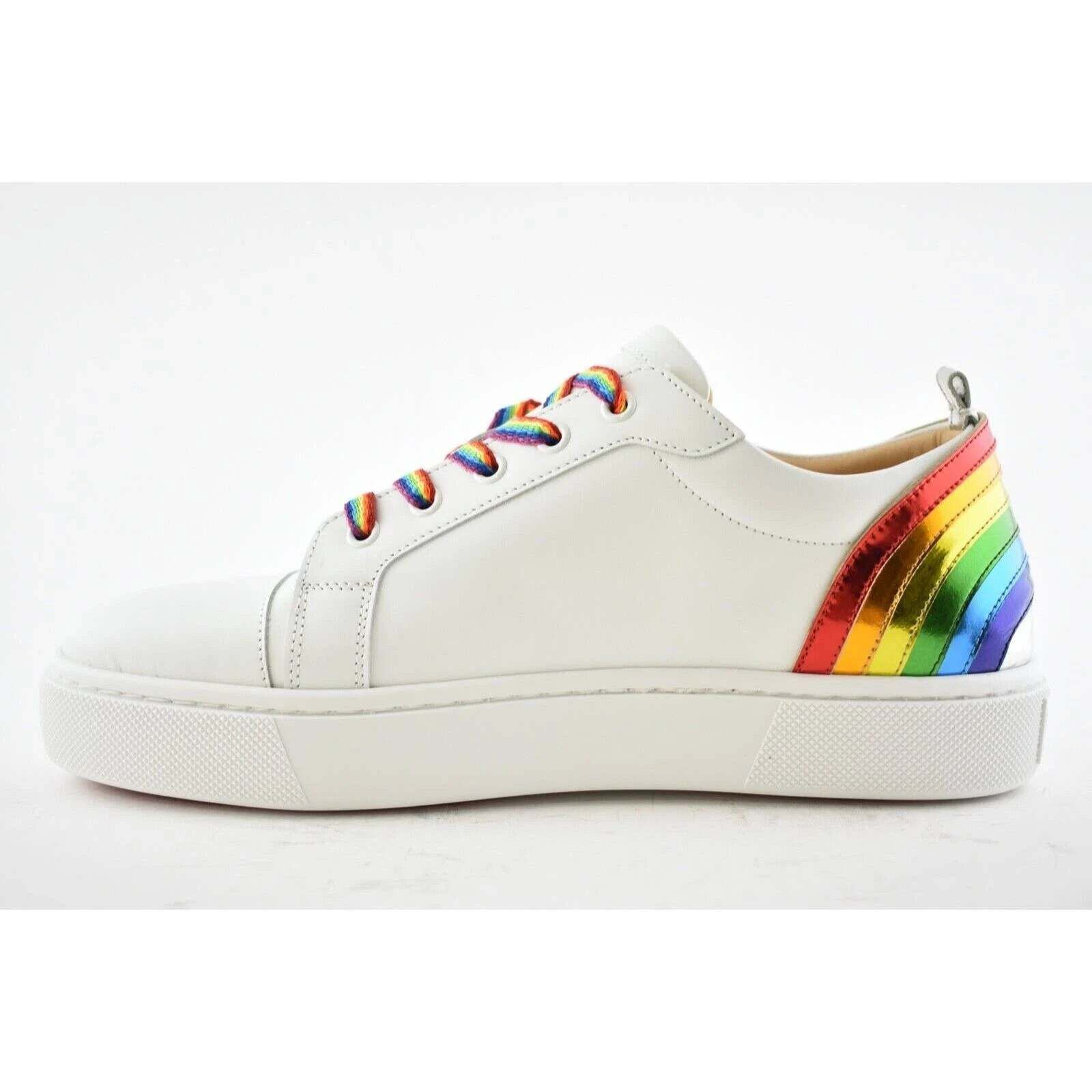 Christian Louboutin Christian Louboutin White Rainbow Lace Up Low Top Sneaker 40 Size US 10 / IT 40 - 8 Thumbnail