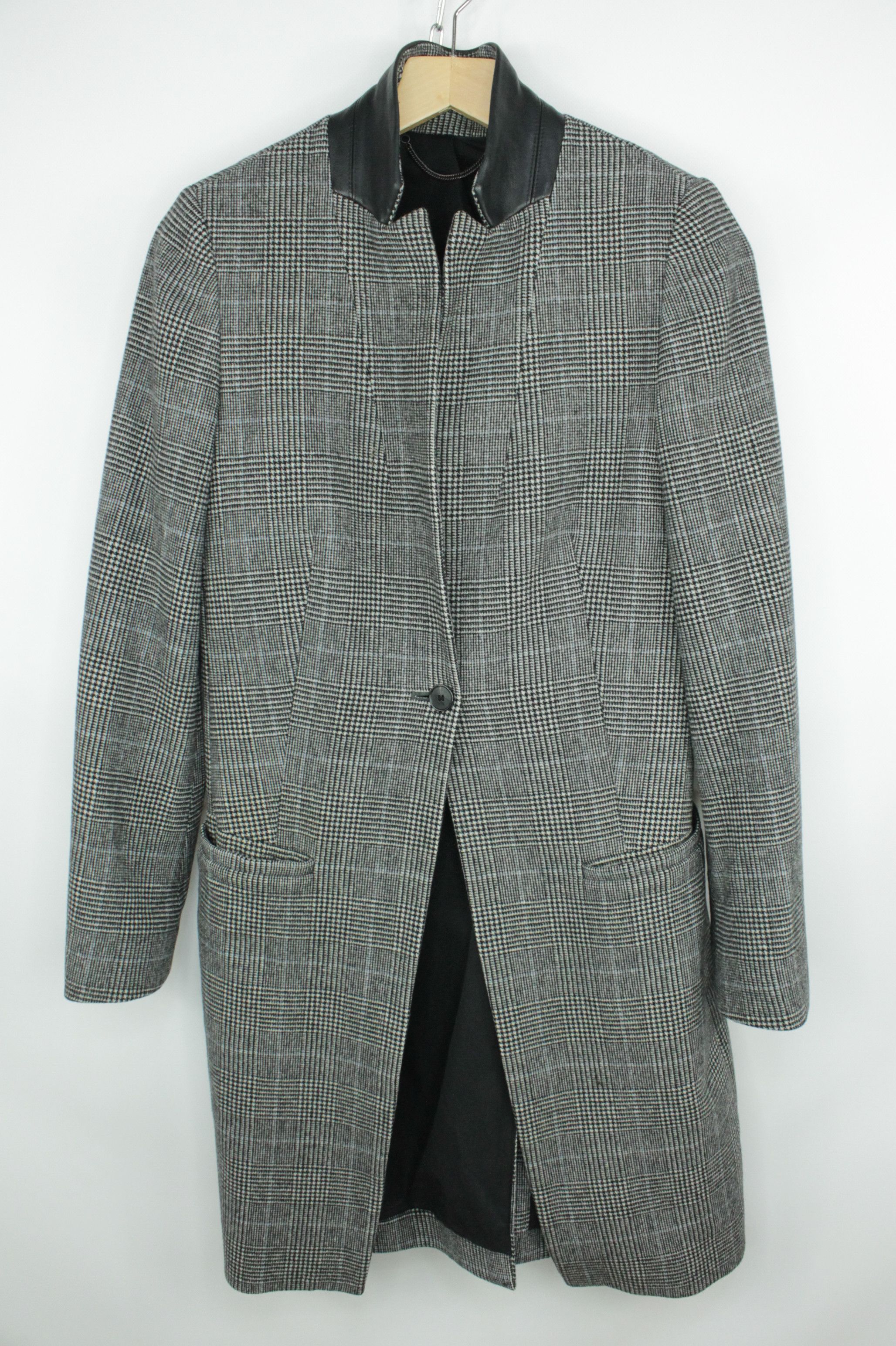 Allsaints Allsaints Leni Check Light Gray Wool Casual Women's Coat Size S / US 4 / IT 40 - 6 Thumbnail