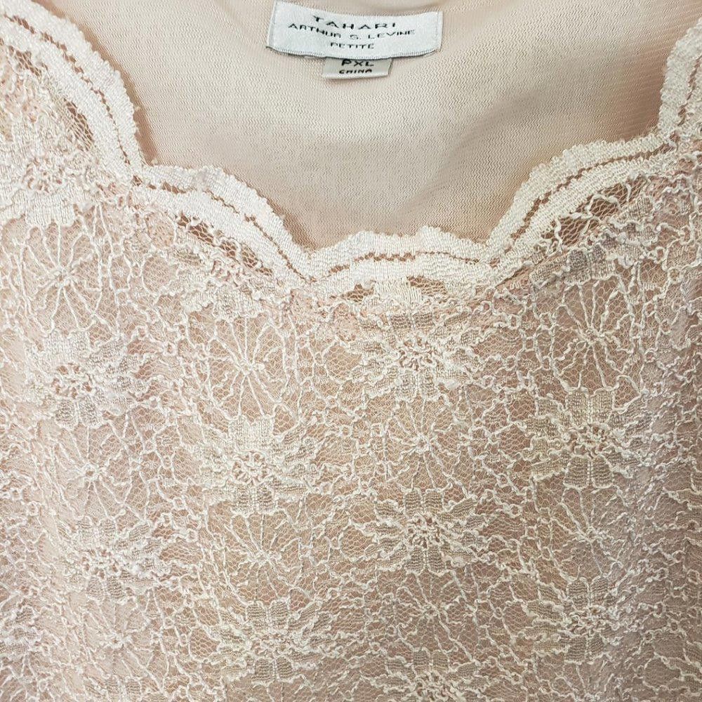 Designer CT439 Tahari ASL Ladies Petite Pink Lace Lined Tank Size XL / US 12-14 / IT 48-50 - 3 Thumbnail