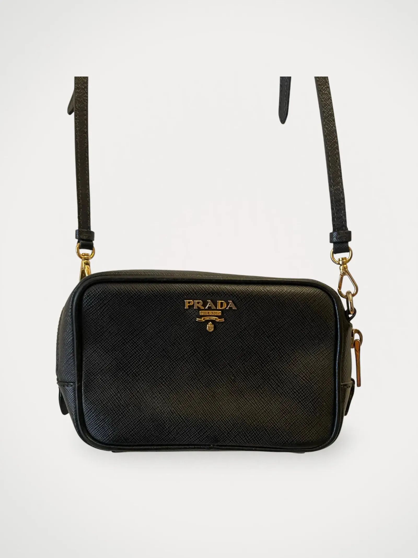 Prada Saffiano Lux Camera Bag Crossbody Bag Crossbody Bag in Black, Women's