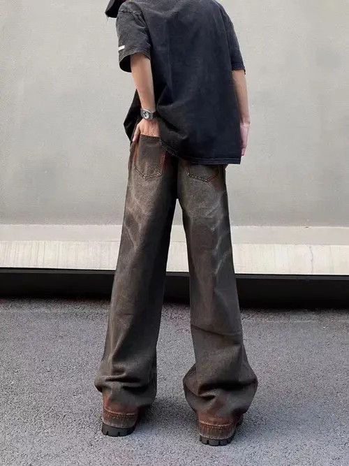 VIBE Street hip-hop hand-painted rust-colored loose jeans Size US 34 / EU 50 - 8 Thumbnail