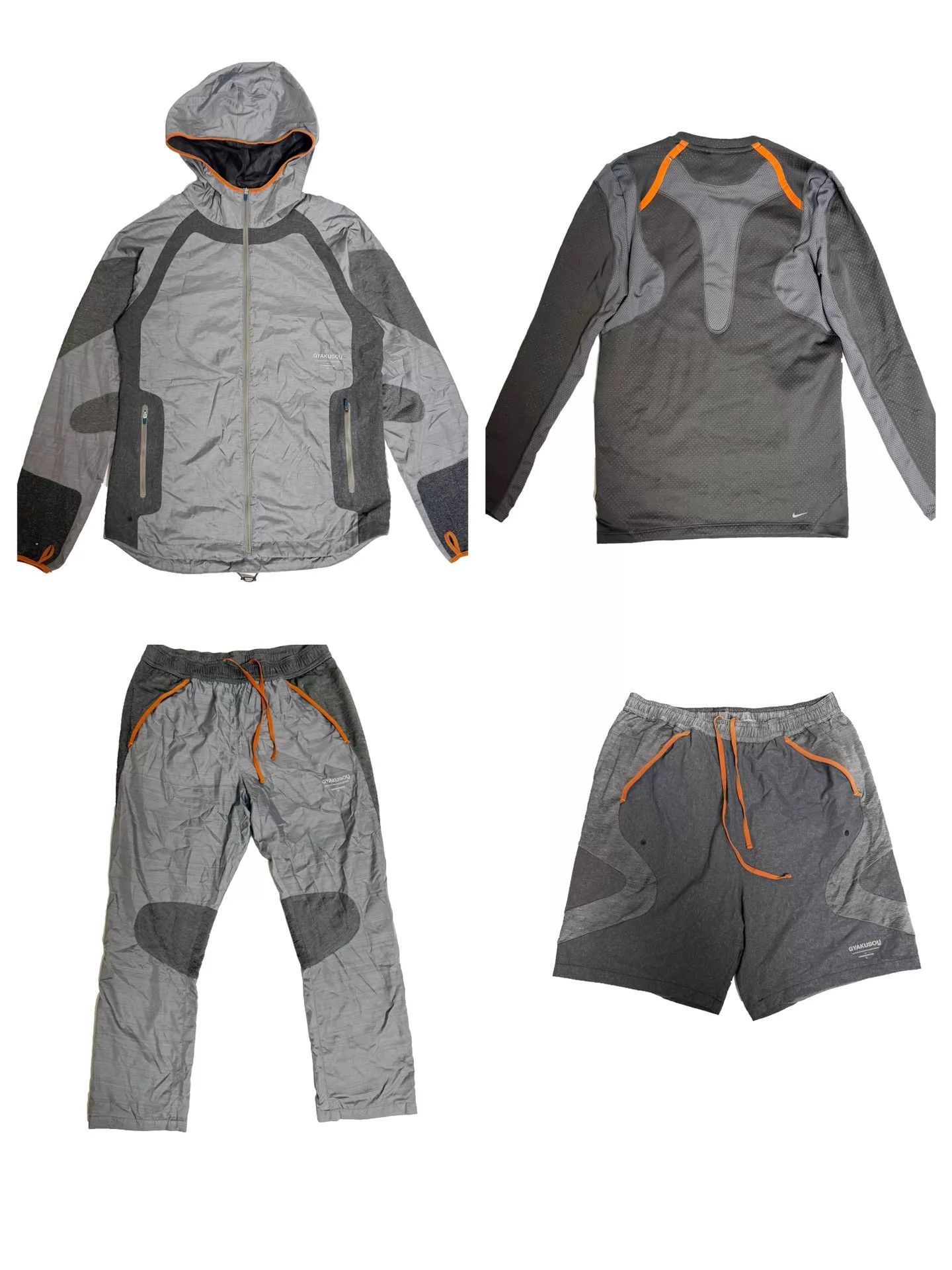 Nike GYAKUSOU Nike Lab Hooded Running Jacket Silver Gray Orange Size US L / EU 52-54 / 3 - 1 Thumbnail