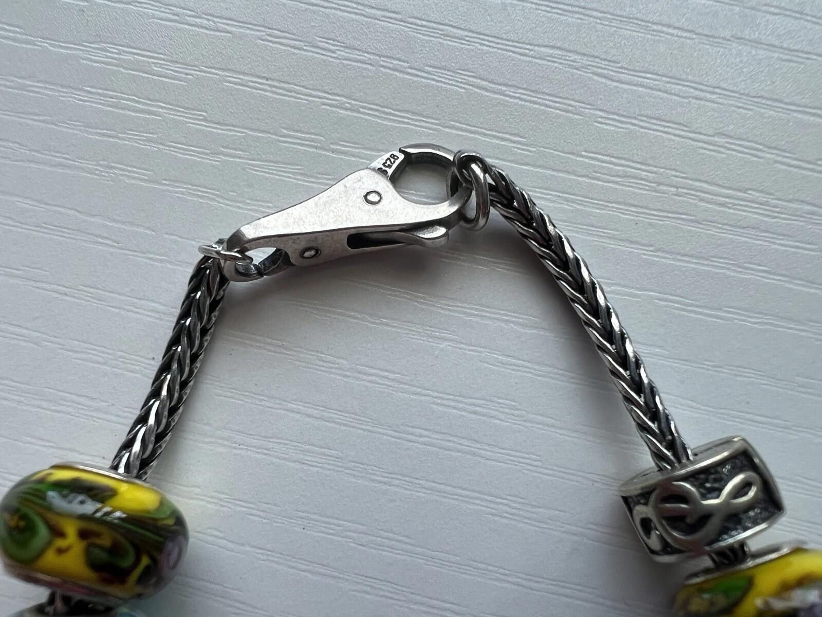 pandora Trollbead CHARM Bracelet 14 Glass & 3 Silver .925 Sterling Size ONE SIZE - 5 Thumbnail
