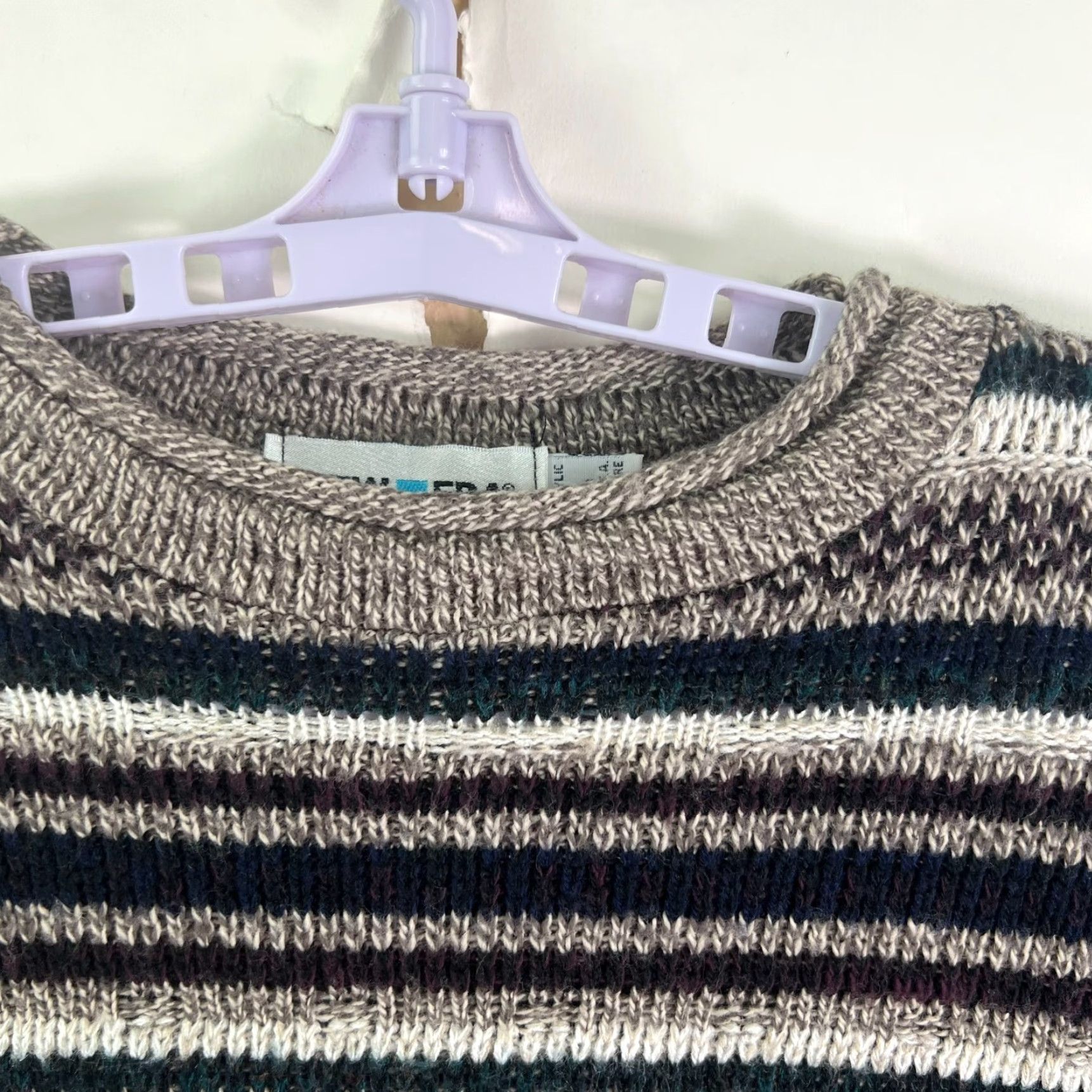 New Era New Era XL Beige Striped Acrylic Sweater Mens Size XL Pullover Crew Neck Heavyweight Oversized Knit City USA Pattern Embroidered Astrо Boy Bill Size US XL / EU 56 / 4 - 3 Thumbnail