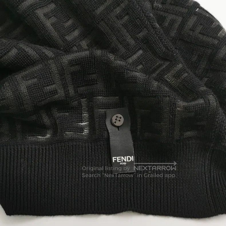 Fendi Fendi Men's black FF all-over print wool knitwear, 90% woo Size US S / EU 44-46 / 1 - 3 Thumbnail
