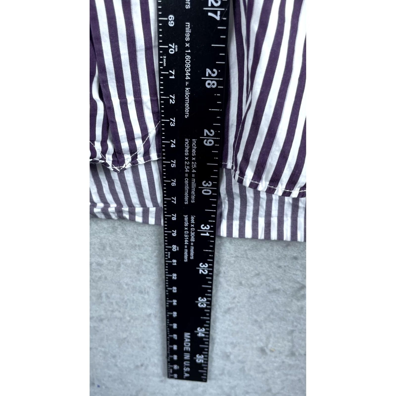 Ermenegildo Zegna Ermenegildo Zegna Dress Shirt Mens 15.5 Purple Stripe Classic Fit Long Sleeve Size 42R - 5 Thumbnail