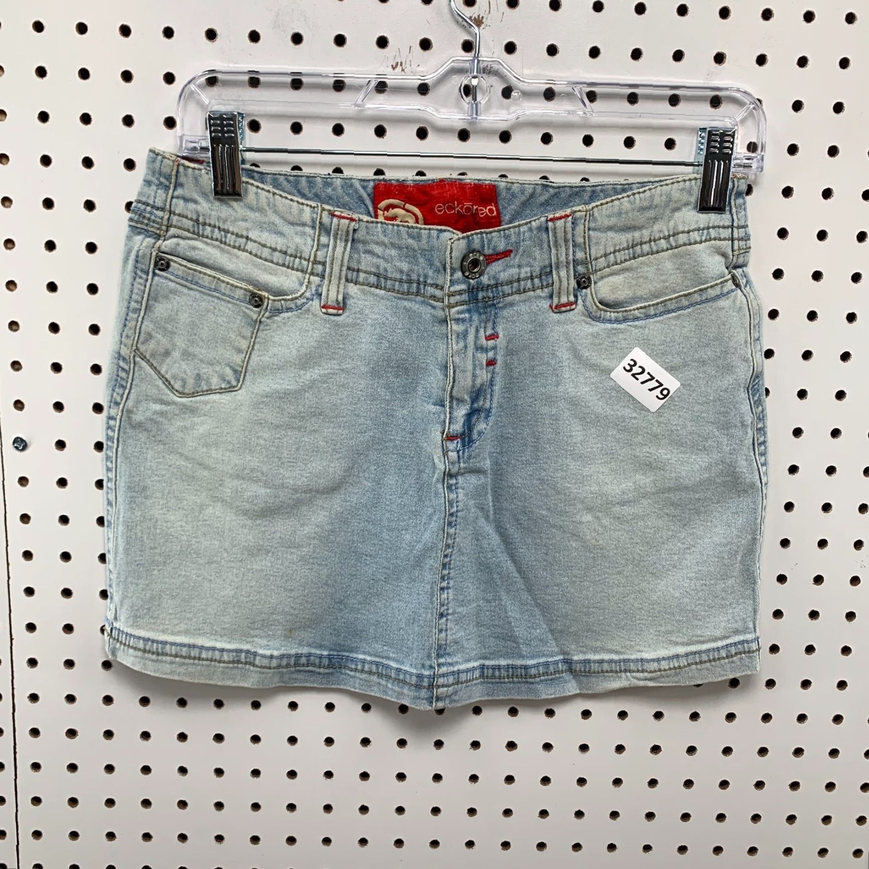 Ecko Unltd. VINTAGE Ecko Unltd. Blue Denim Mini Skirt Juniors Size 5 Light Wash Hip Hop Womens Size 27" / US 4 / IT 40 - 6 Thumbnail