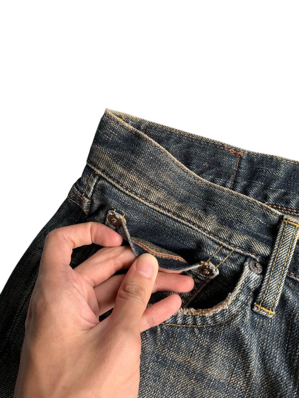 Edwin × If Six Was Nine × Kapital VINTAGE EDWIN 505Z SELVEDGE FADED MUDWASH DISTRESSED DENIM🎌 Size US 31 - 13 Thumbnail