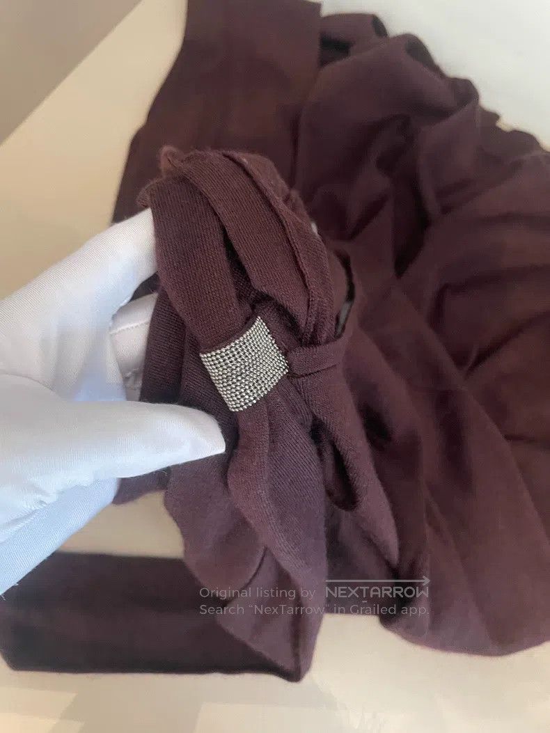 Brunello Cucinelli Brunello Cucinelli Burgundy Beaded Cashmere Sweater Size M / US 6-8 / IT 42-44 - 5 Thumbnail