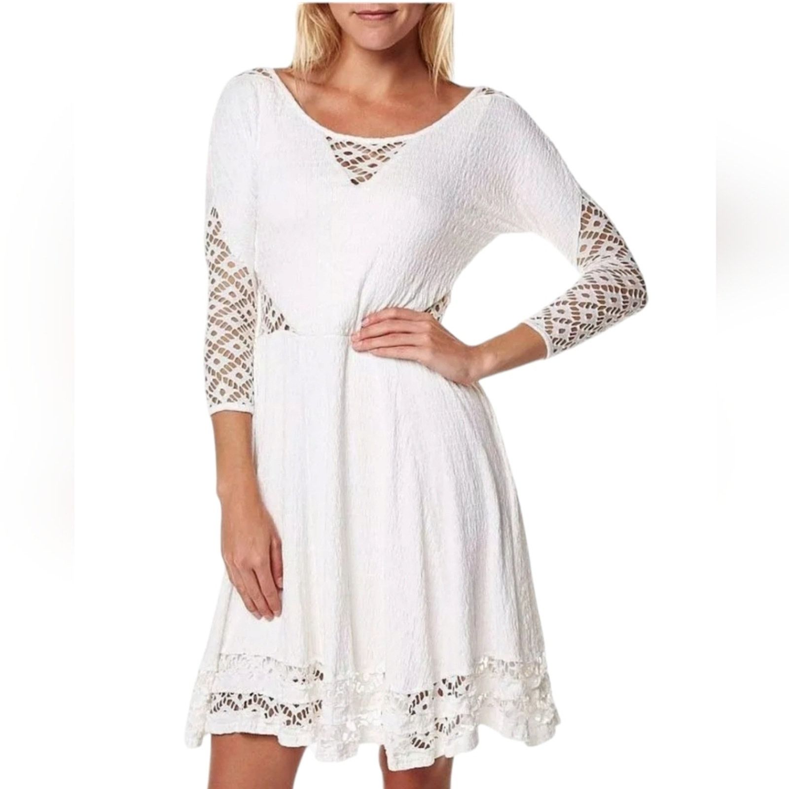 Free People Free People To the Point White crochet cut out dress Medium Size M / US 6-8 / IT 42-44 - 5 Thumbnail