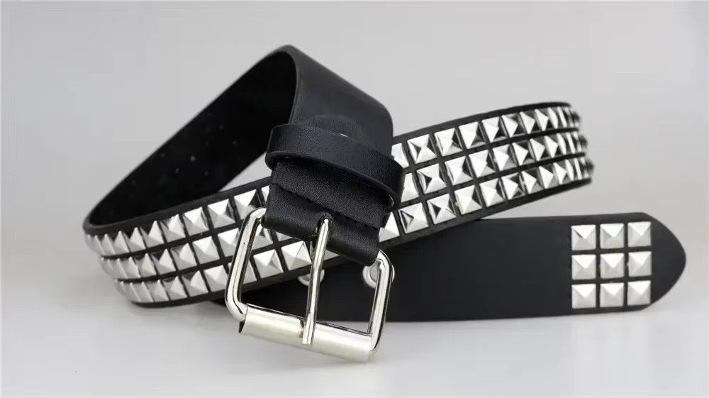 Jewelry Square Bead Rivet Belt Metal Pyramid Belt Size ONE SIZE - 7 Thumbnail
