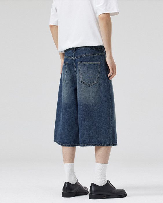Japanese Brand American men's straight wide-leg baggy denim shorts Size US 32 / EU 48 - 4 Thumbnail