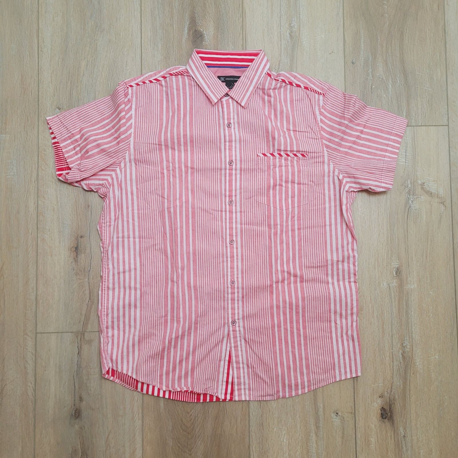 Other INC Shirt Mens XL (Tag L Relaxed) Pink Stripe Button Up Size US L / EU 52-54 / 3 - 1 Thumbnail