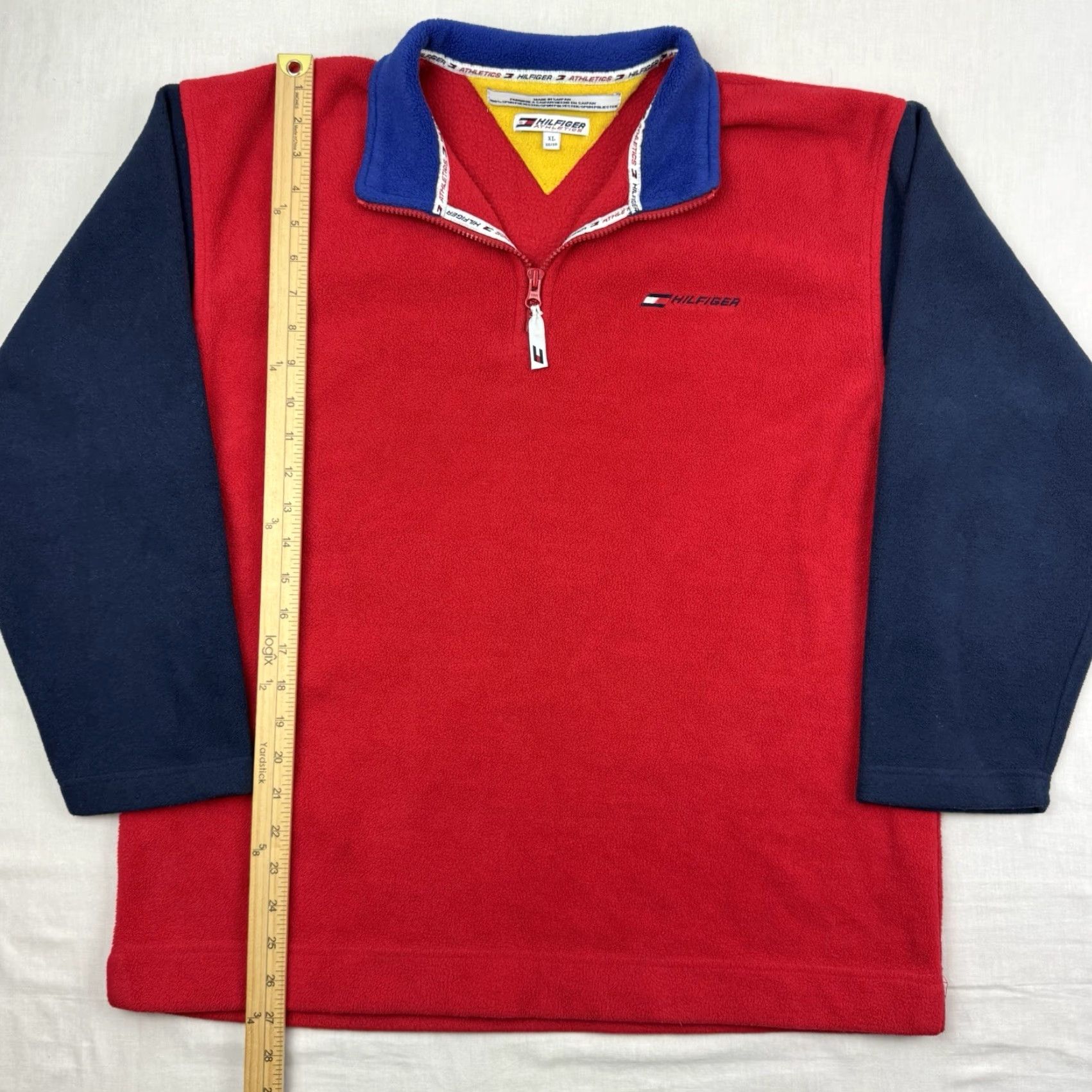 Tommy Hilfiger VINTAGE Tommy Hilfiger Jacket XL Adults Red Fleece Pullover Zip 90s Vintage 90s Mens Jacket Size US XL / EU 56 / 4 - 4 Thumbnail