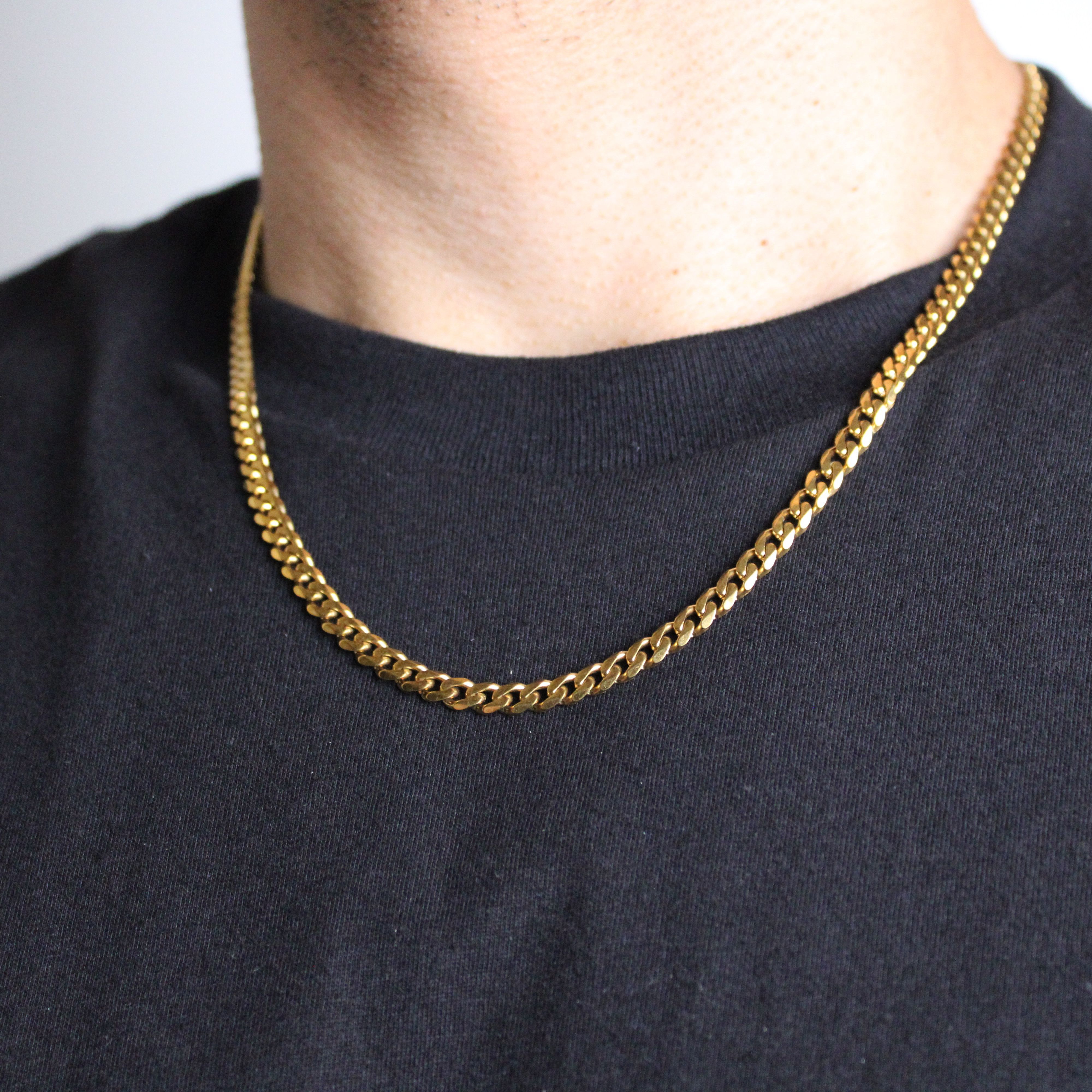 Jewelry Gold 5mm Cuban Link Chain Necklace 18"-24" Size ONE SIZE - 4 Thumbnail